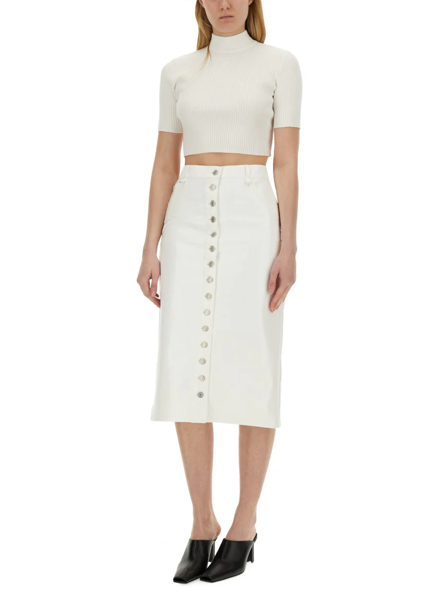 COURREGES Mockneck Rib Knit Cropped Top - Image 2
