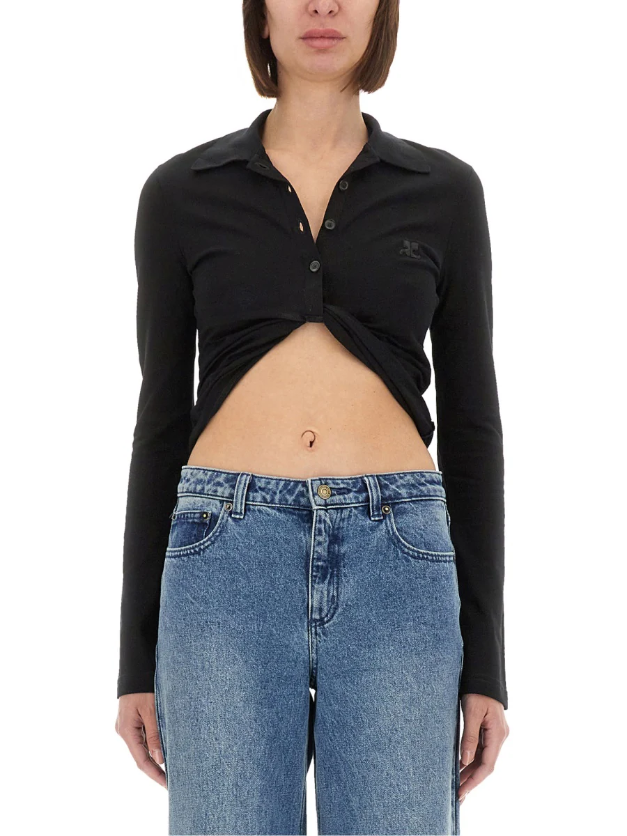 COURREGES Polo with Twisted Detail