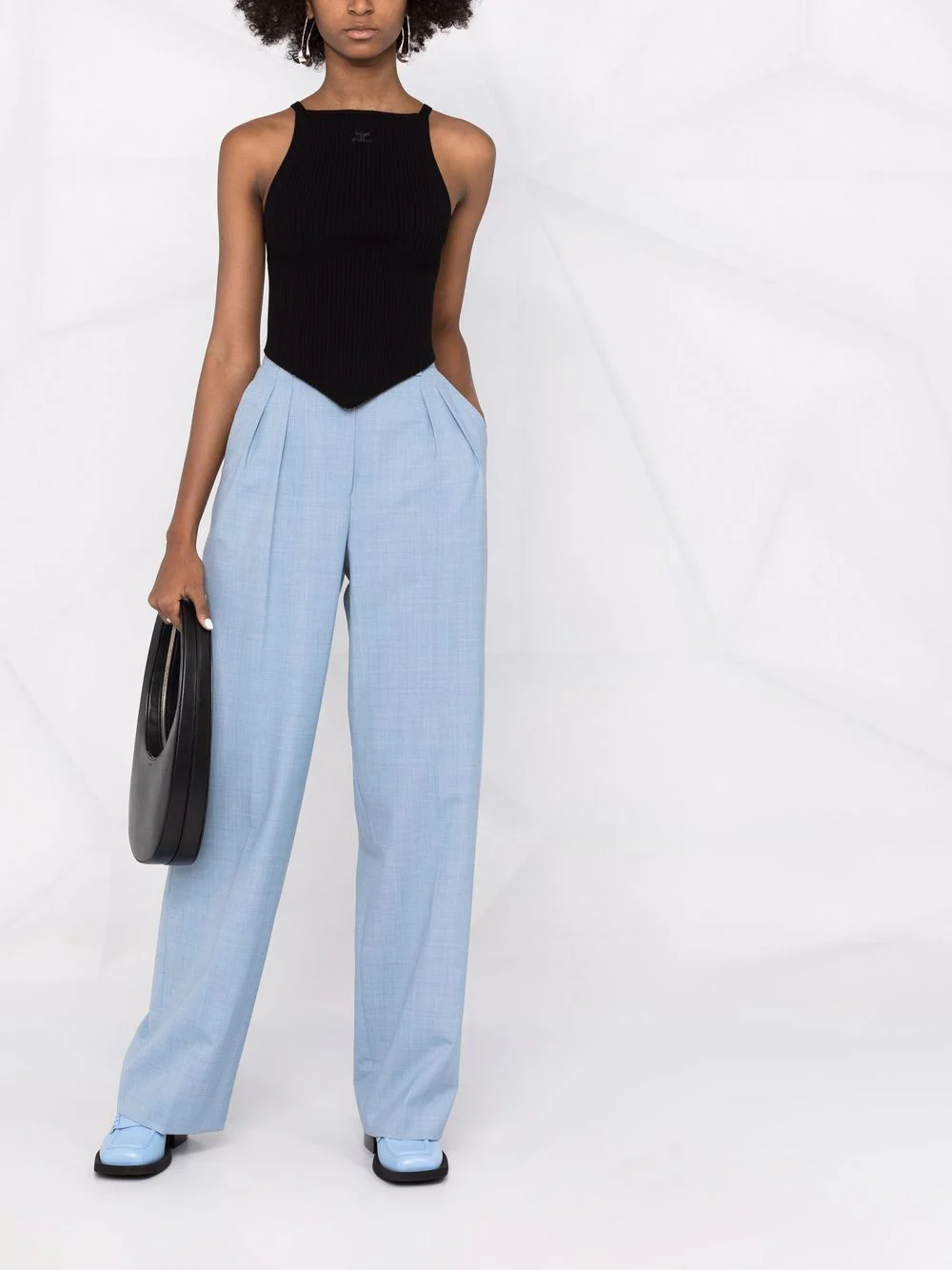 Courrèges Ribbed Mini Top with Pointed Hem and Embroidered Detail - Image 7
