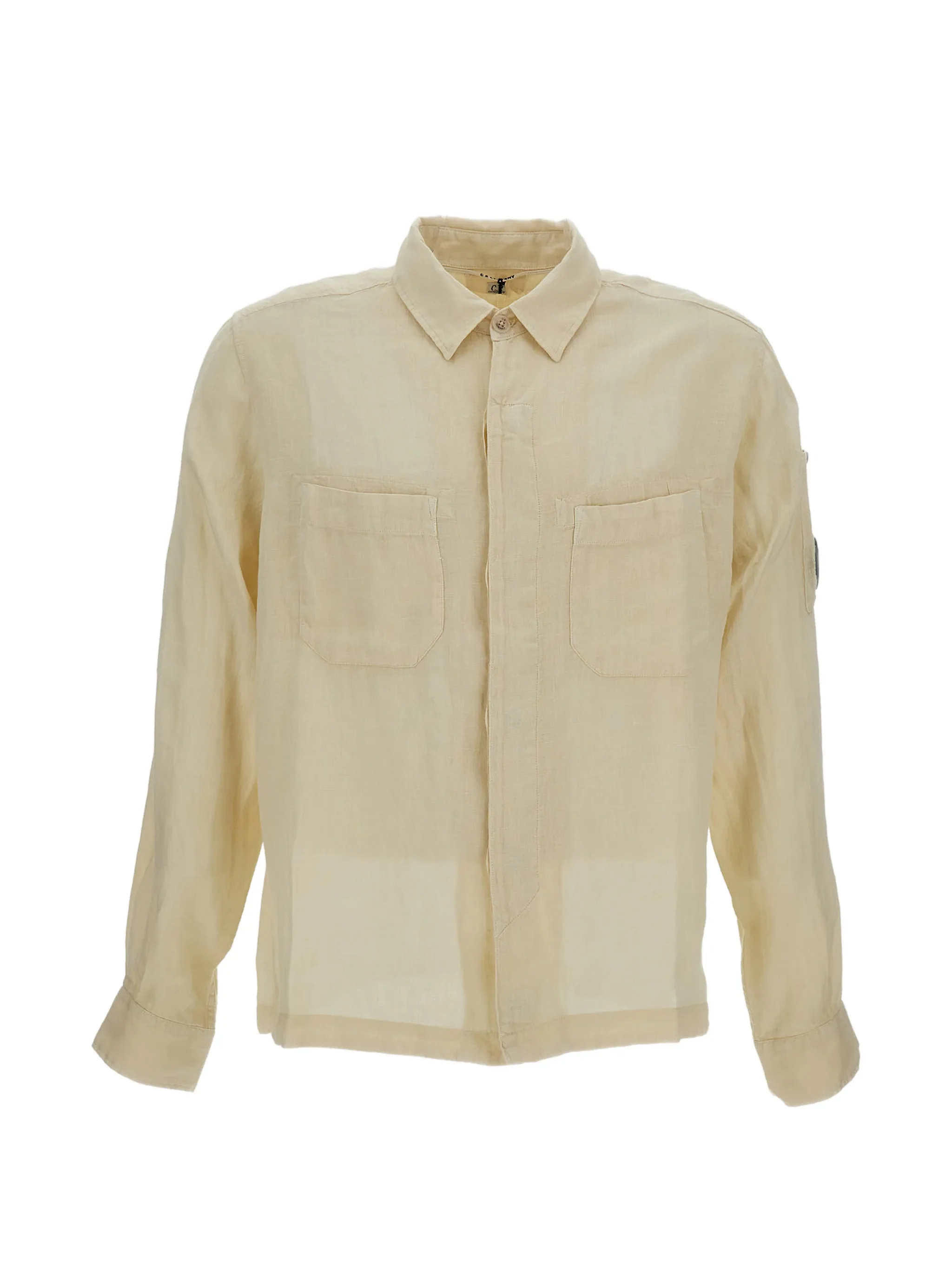 Cp Company Linen Long-Sleeved Shirt with Functional Pockets for Men