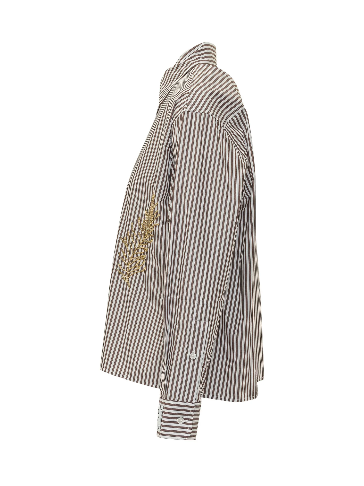 Des Phemmes Elegant Striped Shirt with Applied Embroidery - Image 3