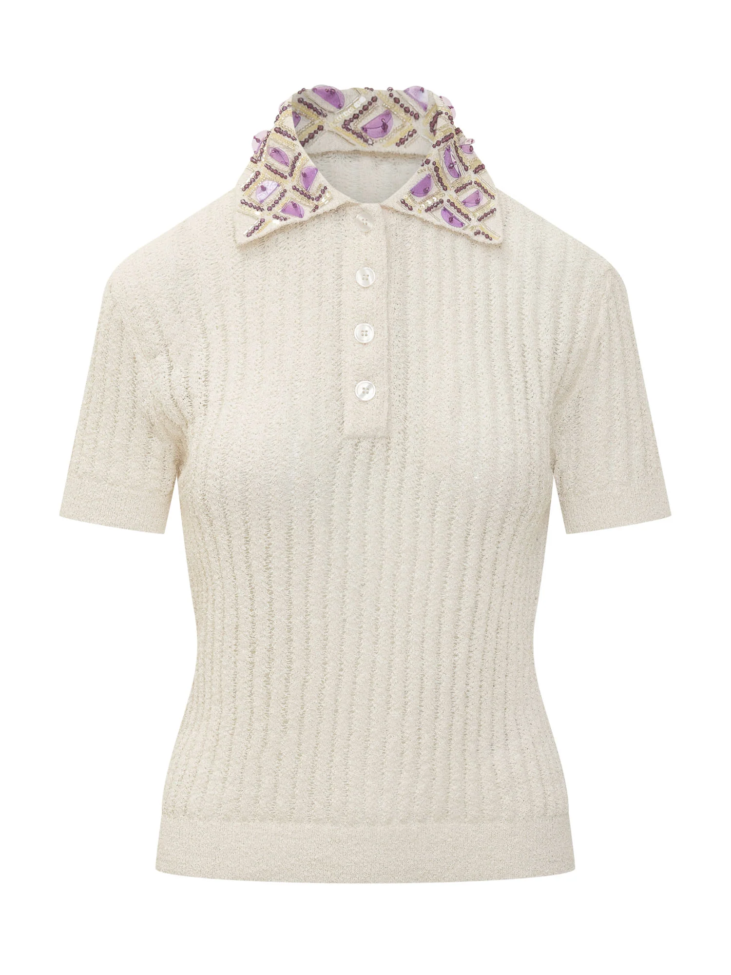 Des Phemmes Ribbed Polo with Buttons and Collar