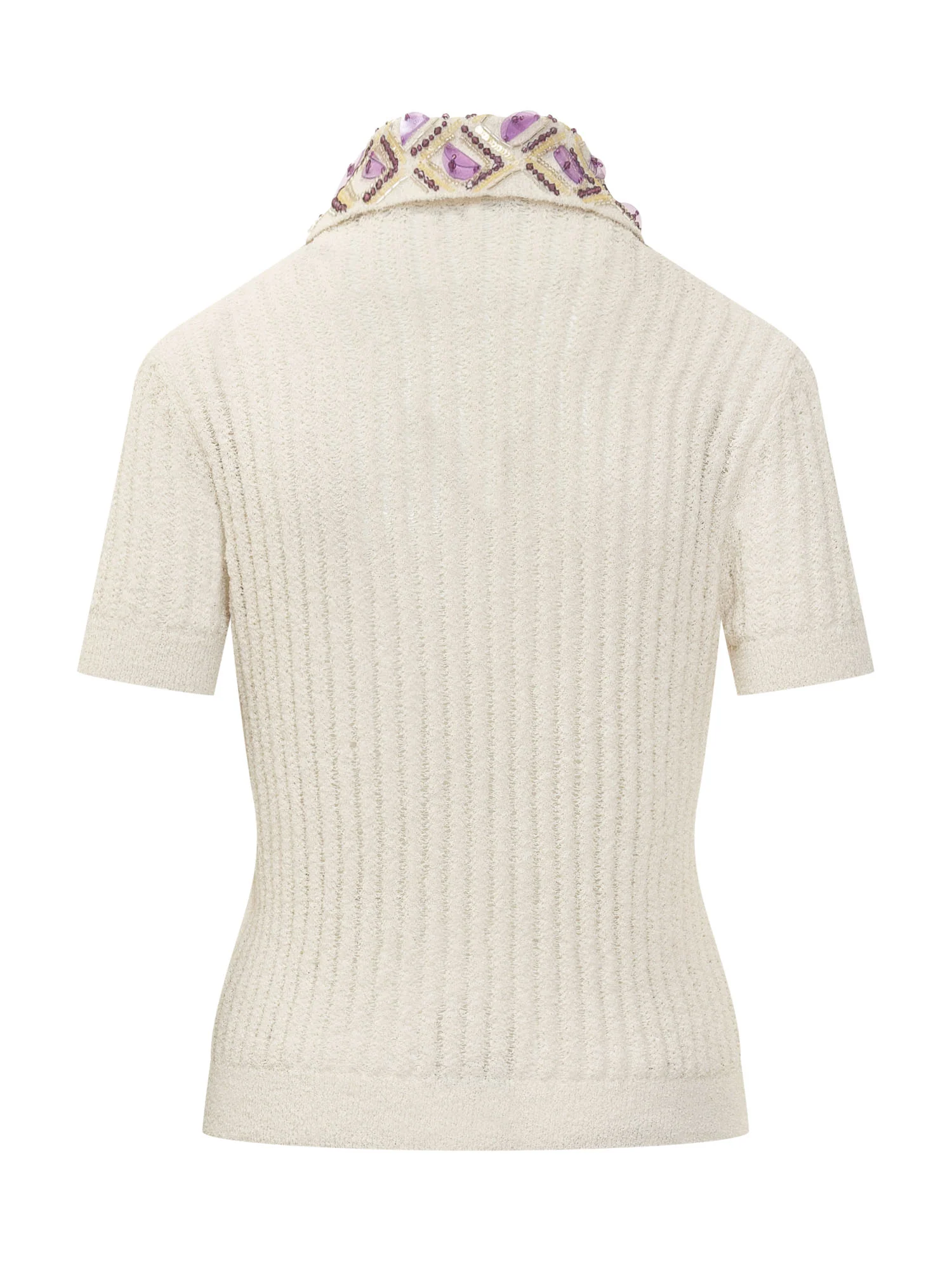 Des Phemmes Ribbed Polo with Buttons and Collar - Image 2