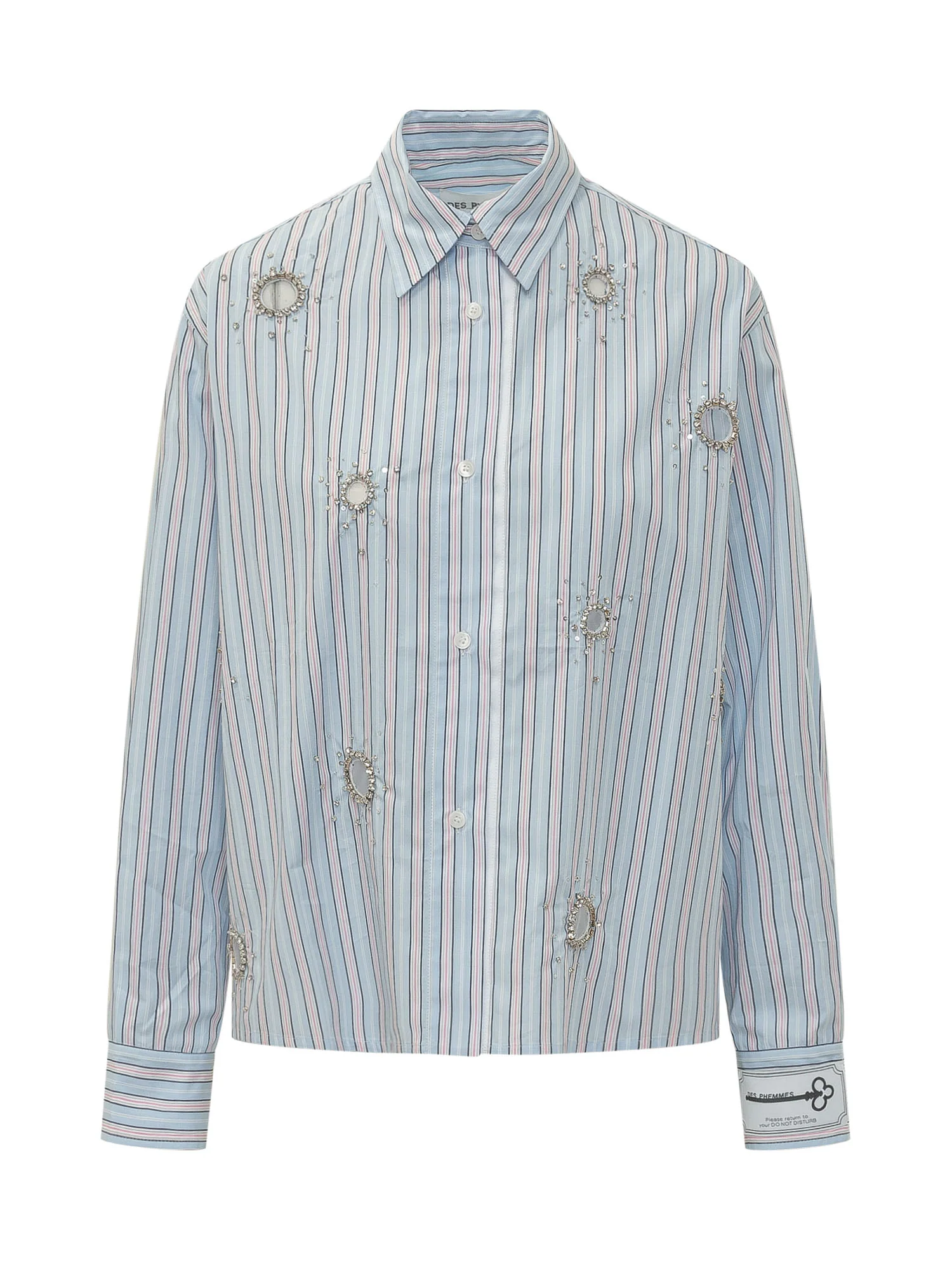 Des Phemmes Striped Mini Shirt with Unique Embellishments