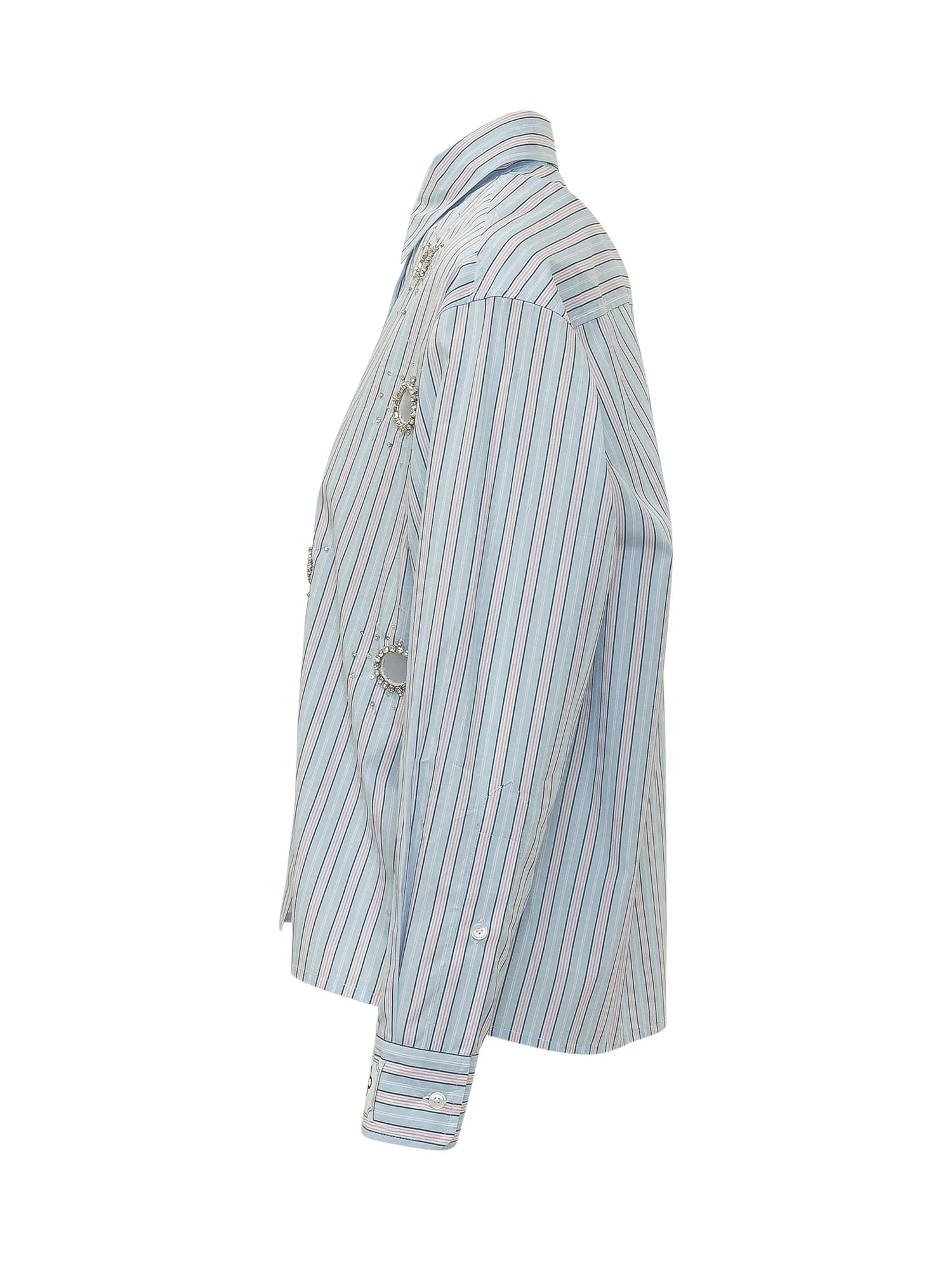 Des Phemmes Striped Mini Shirt with Unique Embellishments - Image 3