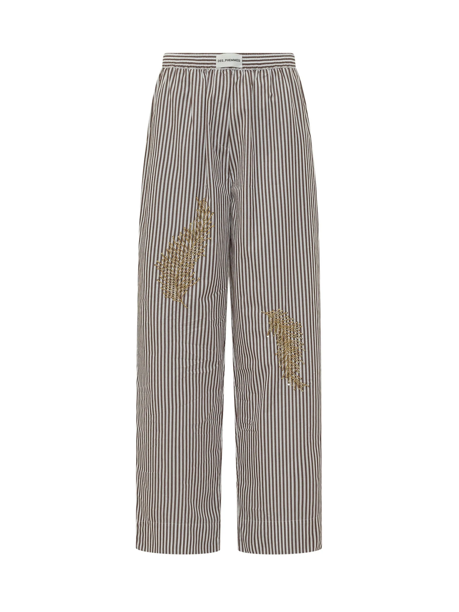 Des Phemmes Stylish Striped Trousers with Embroidery