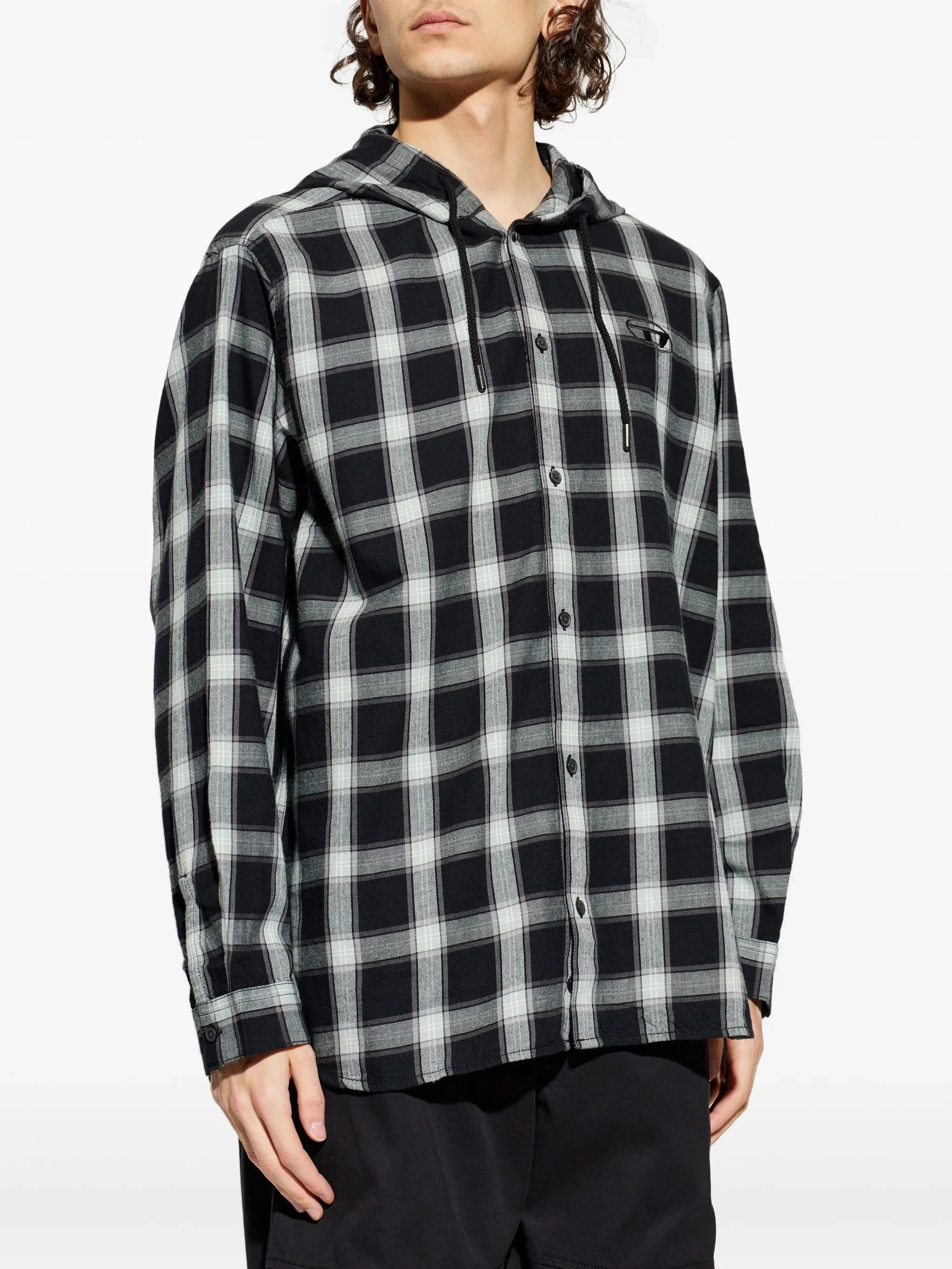 Diesel Button-Up Hooded Shirt in Size 48 - Image 3