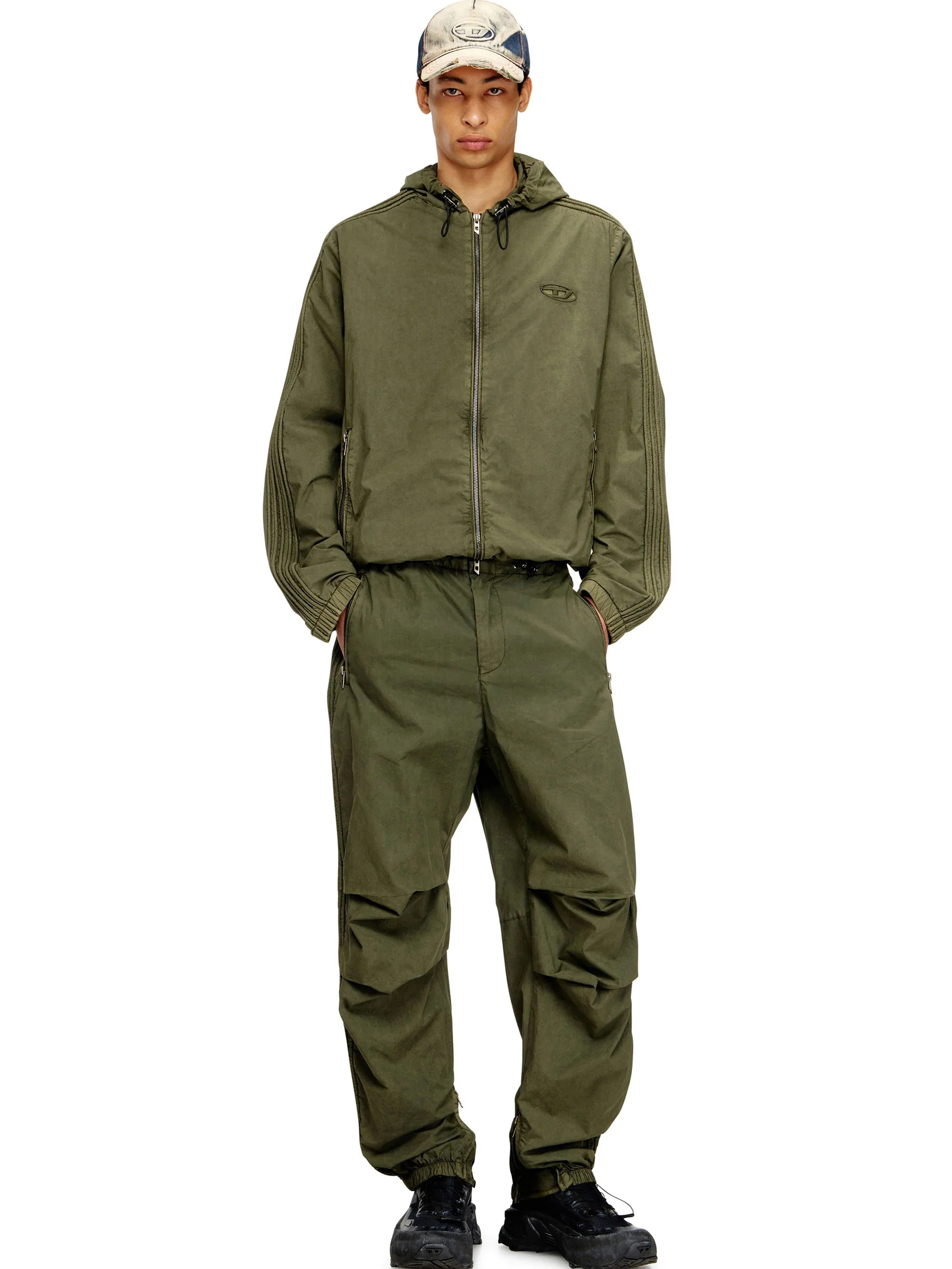 Diesel Cotton Jacket with Drawstring Hood and Zip Pockets - Regular Fit Size 48 - Image 2