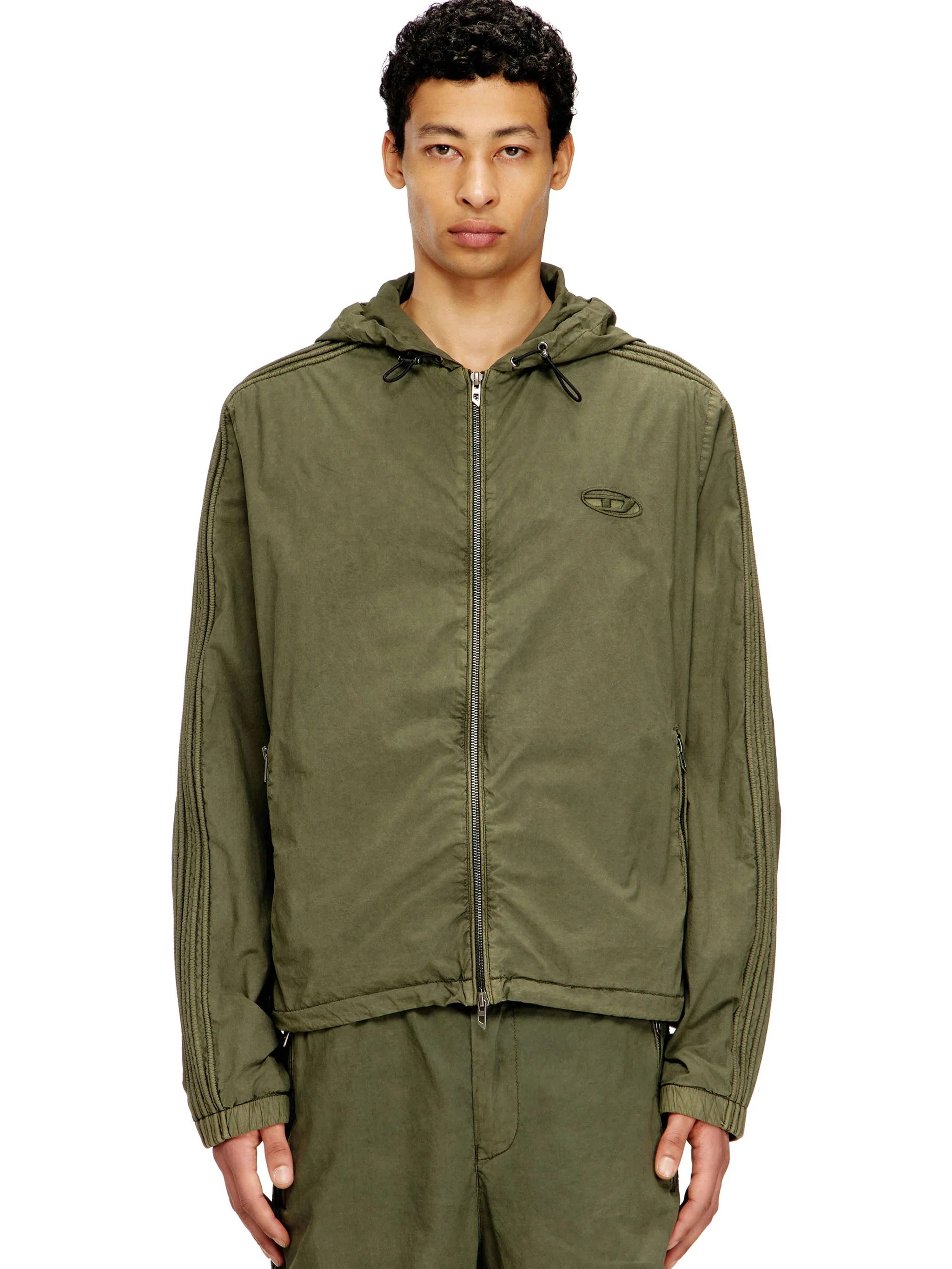 Diesel Cotton Jacket with Drawstring Hood and Zip Pockets - Regular Fit Size 48 - Image 3