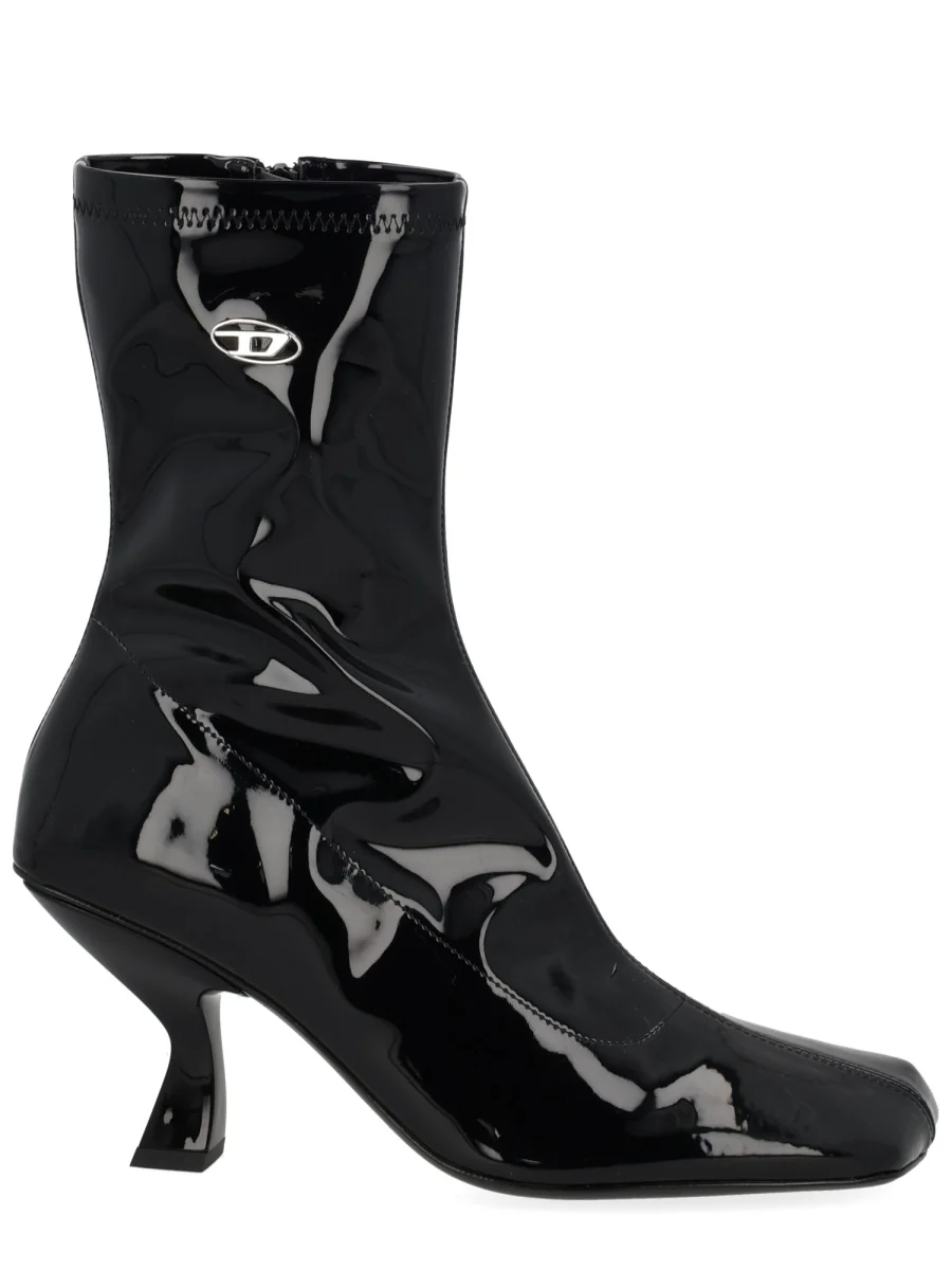 DIESEL D-Amber-Ankle Boots in Patent Stretch PU