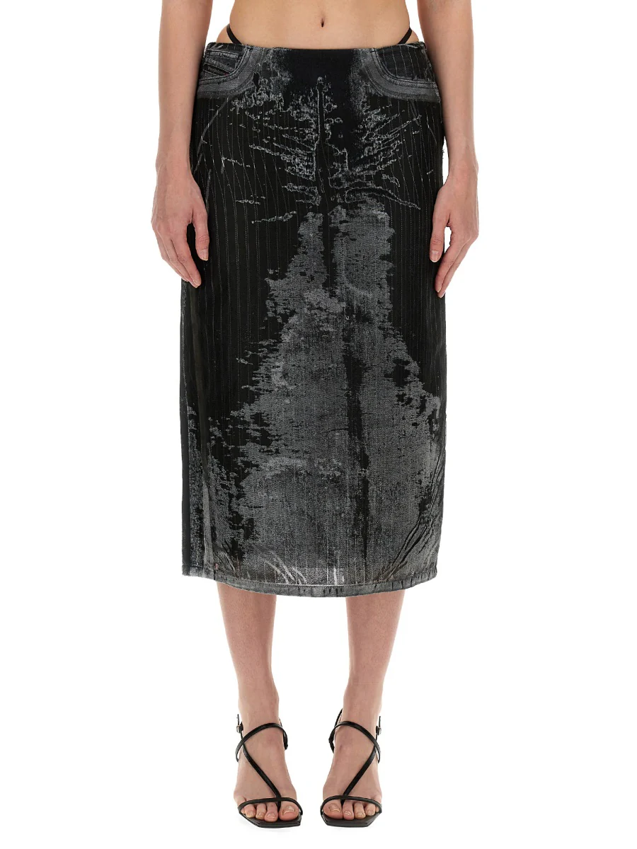 DIESEL De-Pra-Fse1 Denim Midi Skirt