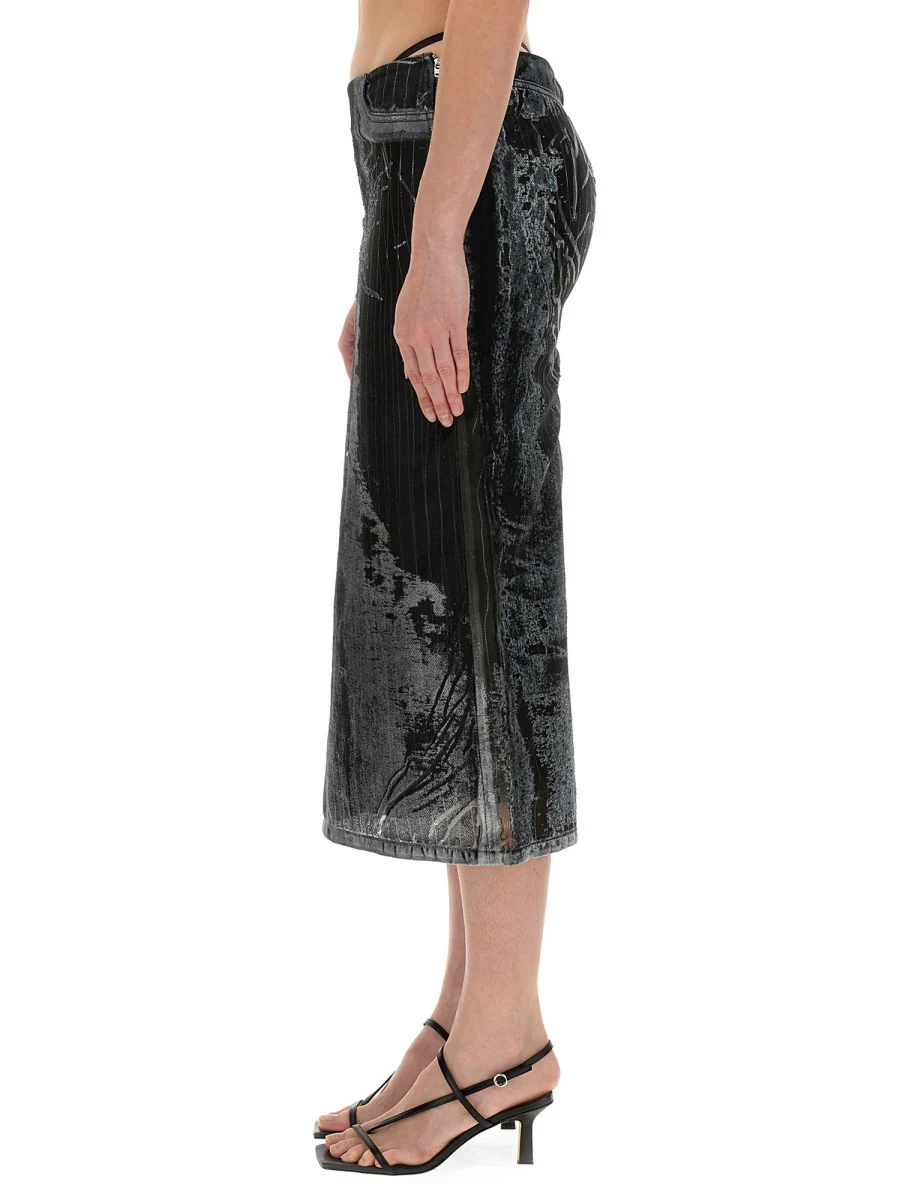 DIESEL De-Pra-Fse1 Denim Midi Skirt - Image 4