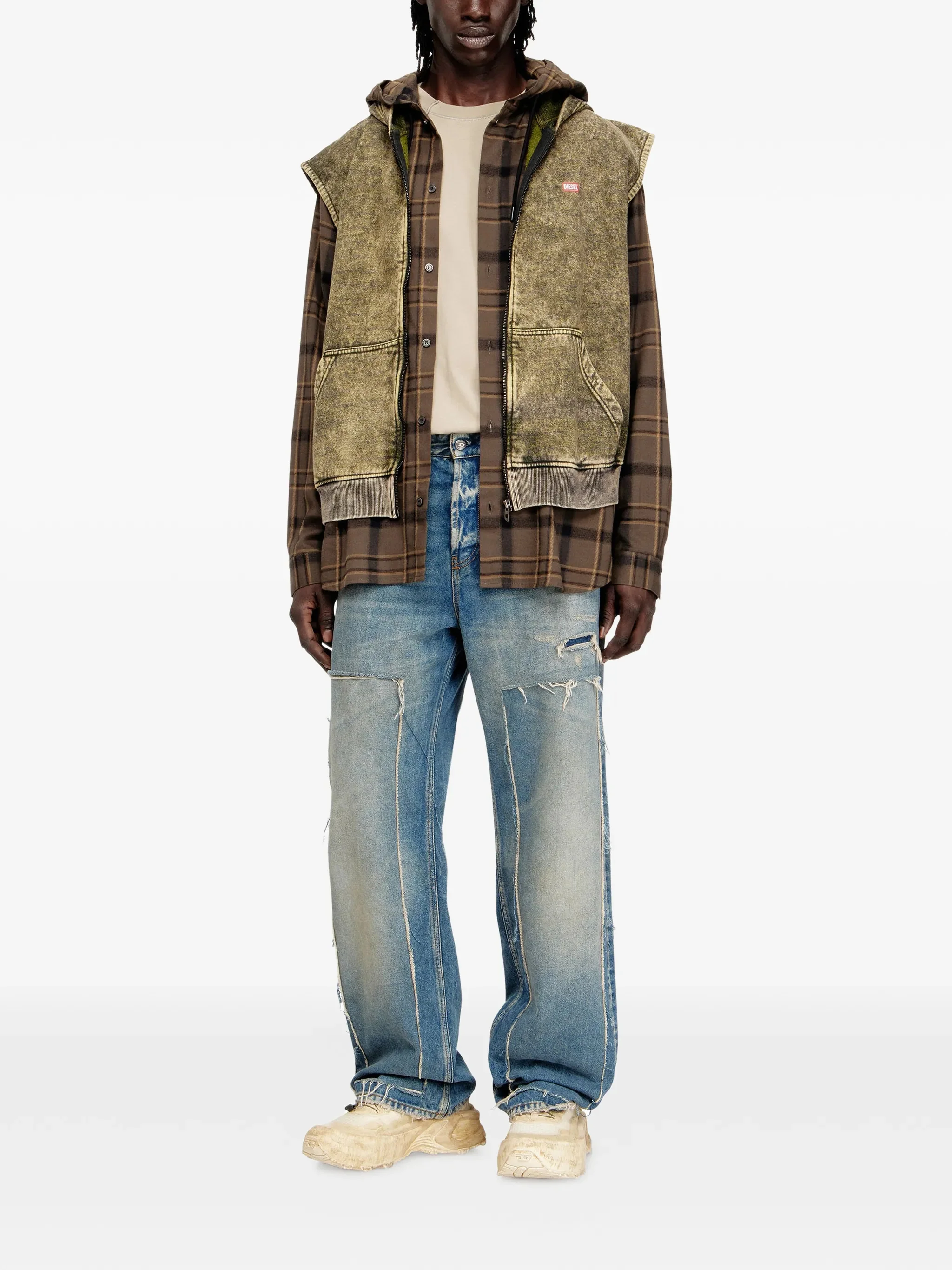 Diesel Men's ReThexed Fit Sleeveless Hoodie with Zip Closure - Image 2