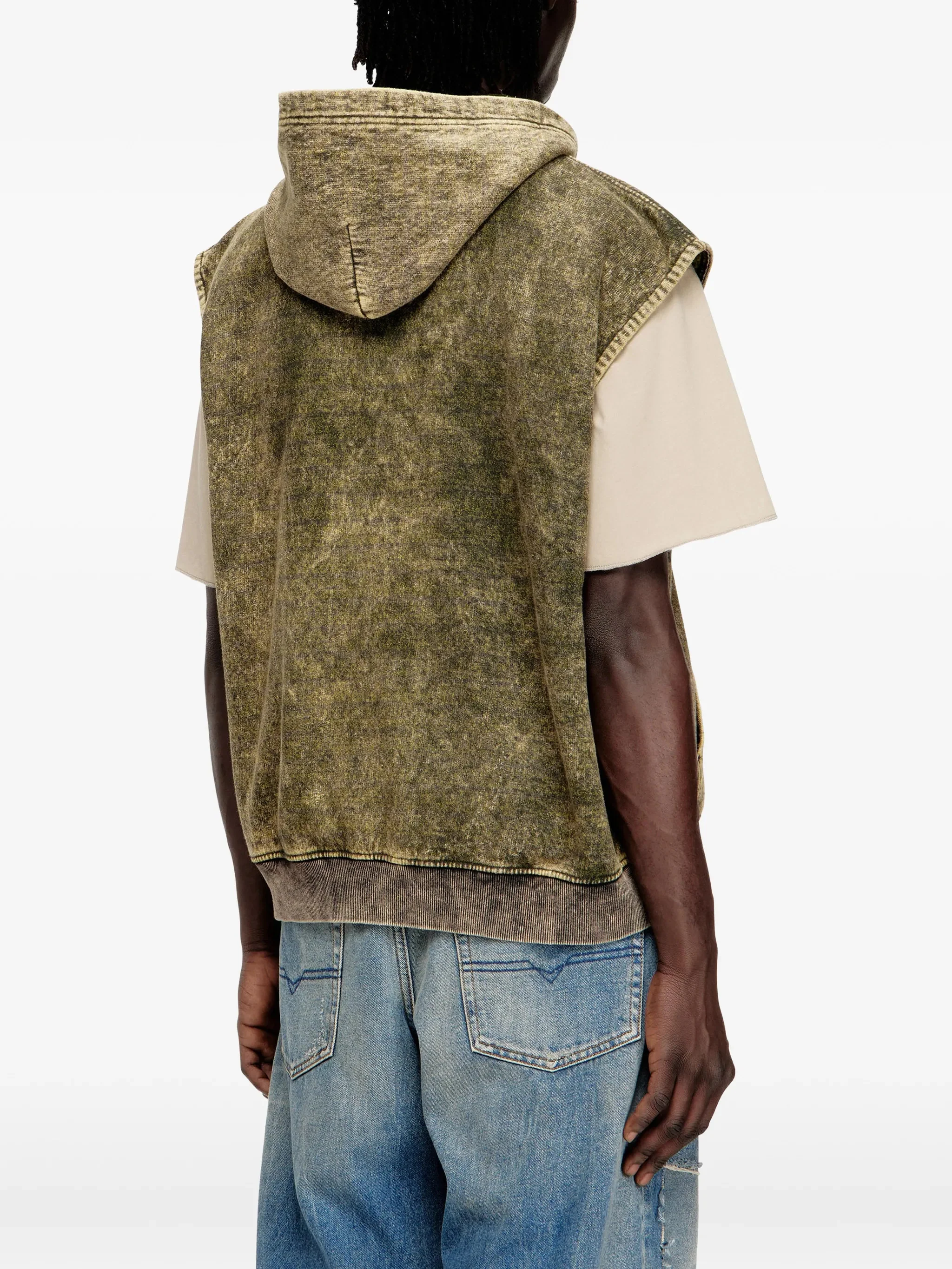 Diesel Men's ReThexed Fit Sleeveless Hoodie with Zip Closure - Image 4
