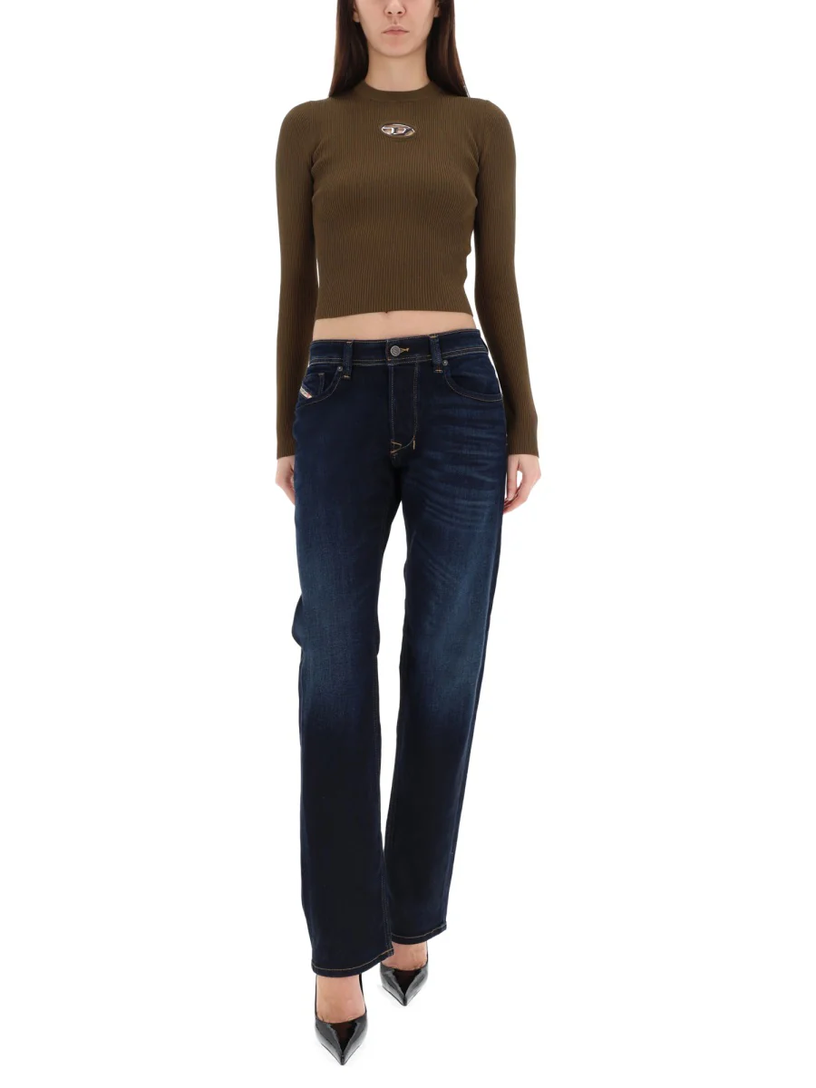 DIESEL Rib-knit Viscose-blend Top with Oval D - Image 2