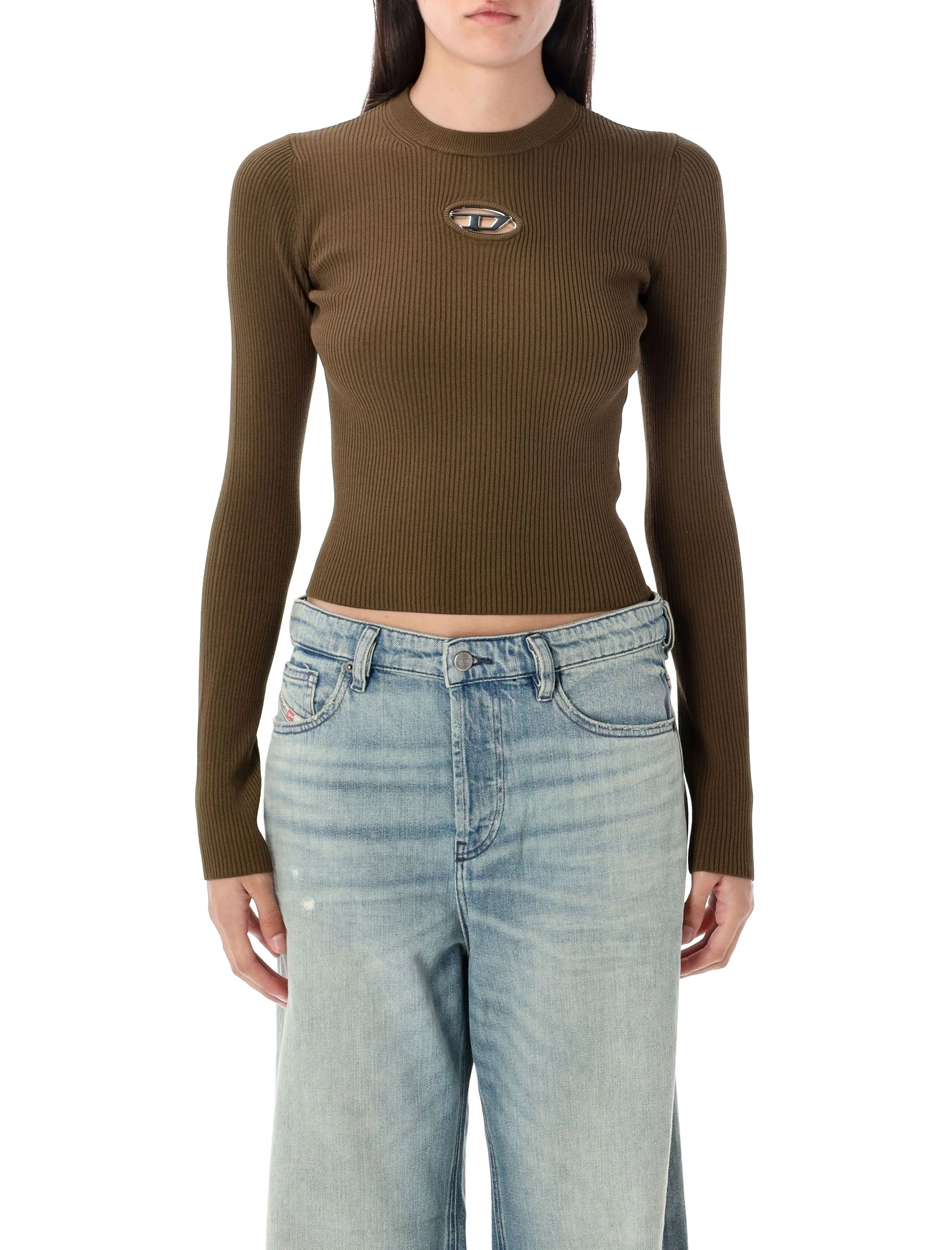 DIESEL Rib-knit Viscose-blend Top with Oval D - Image 5