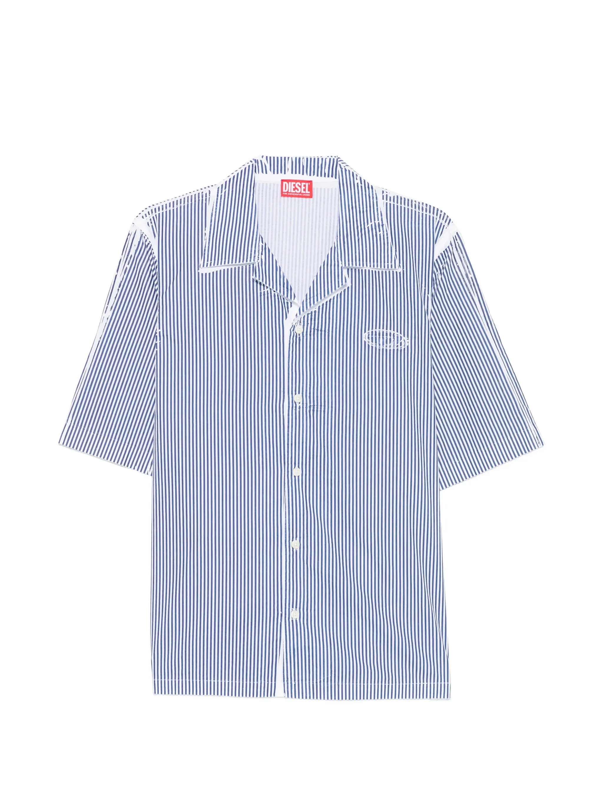 Diesel Short Sleeve Button-Down Shirt Size 48 with Embroidered Logo