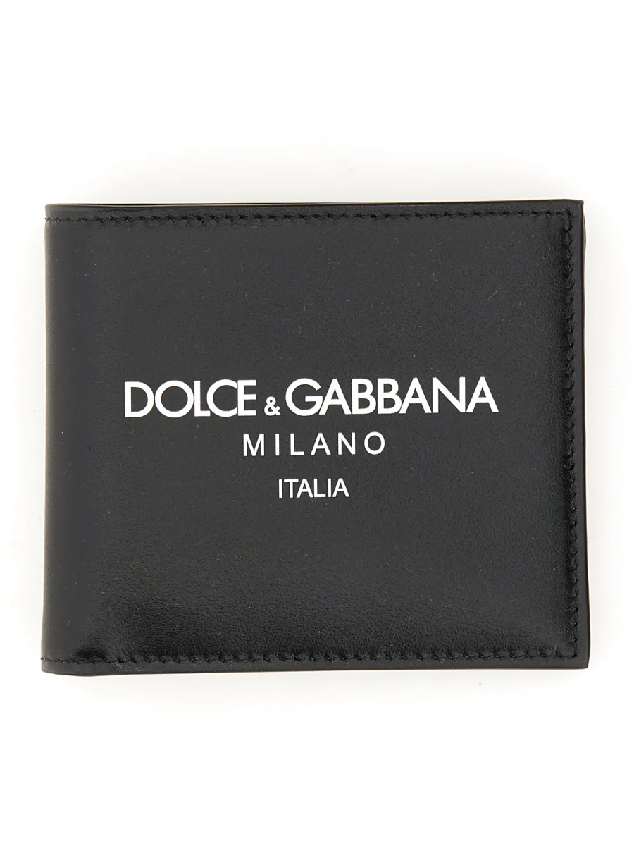 DOLCE & GABBANA Calfskin Bifold Wallet with Logo