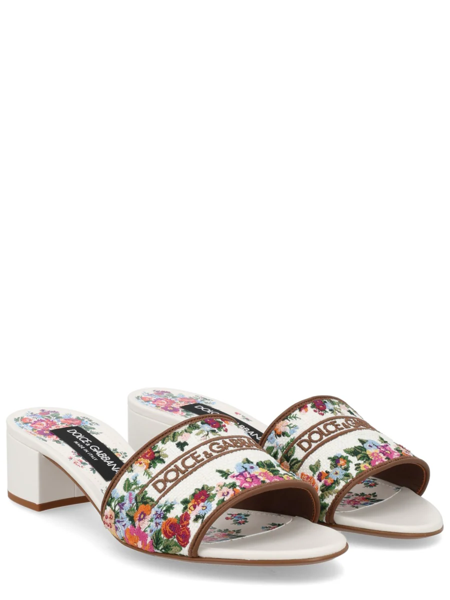 DOLCE & GABBANA Canvas Sandals with Floral Embroidery - Image 2