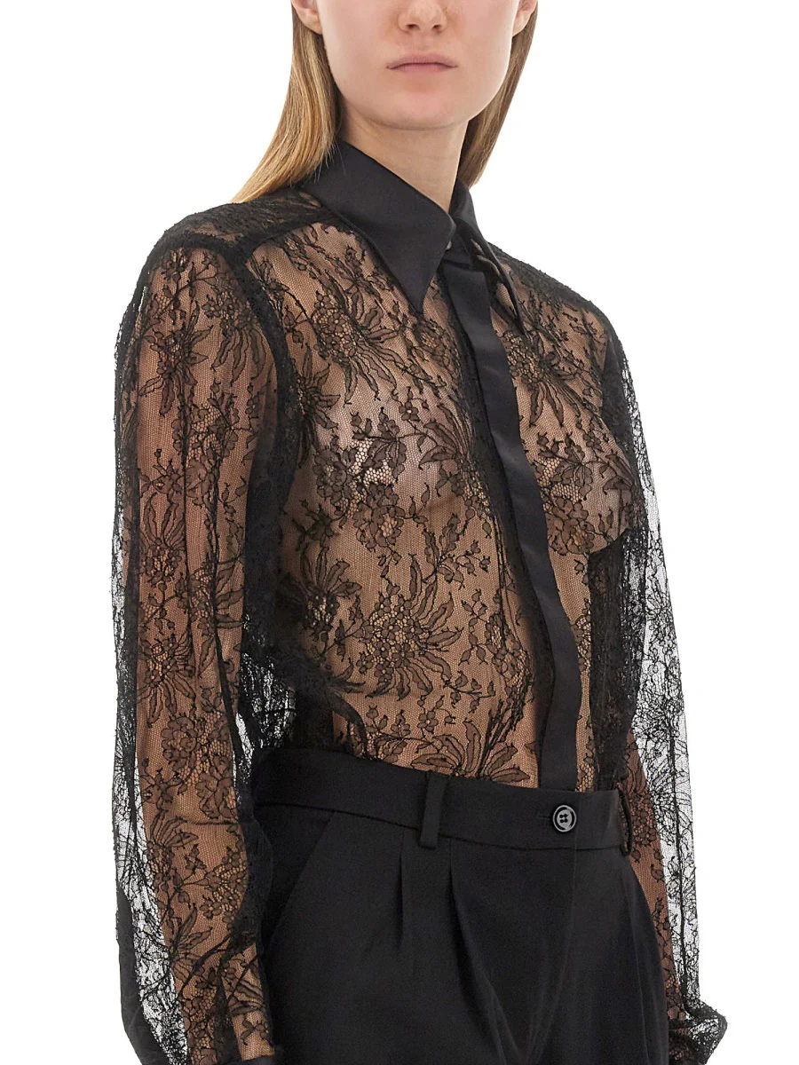 DOLCE & GABBANA Chantilly Lace Shirt with Satin Details - Image 3