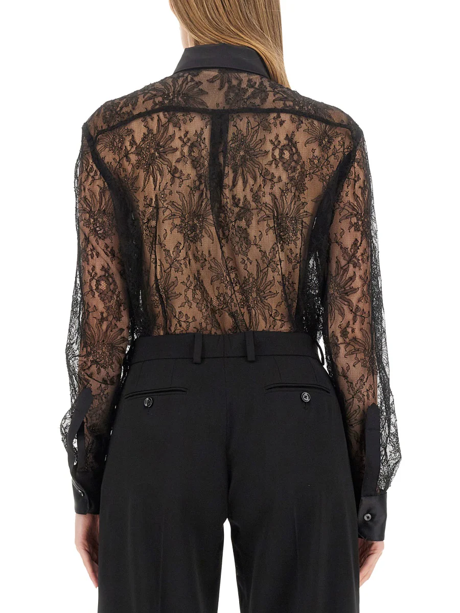 DOLCE & GABBANA Chantilly Lace Shirt with Satin Details - Image 4