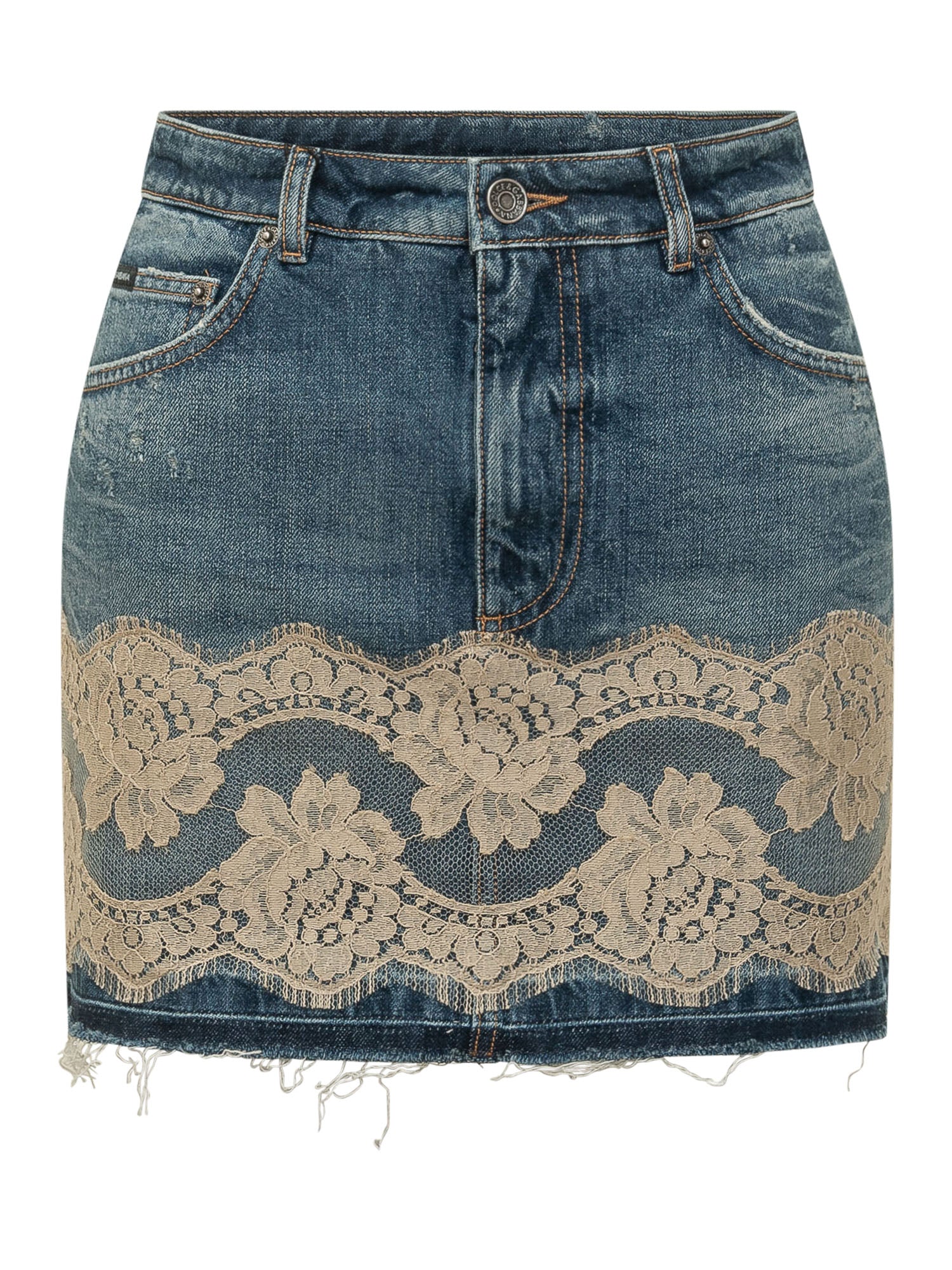 Dolce & Gabbana Chic Mini Skirt with Lacy Insert