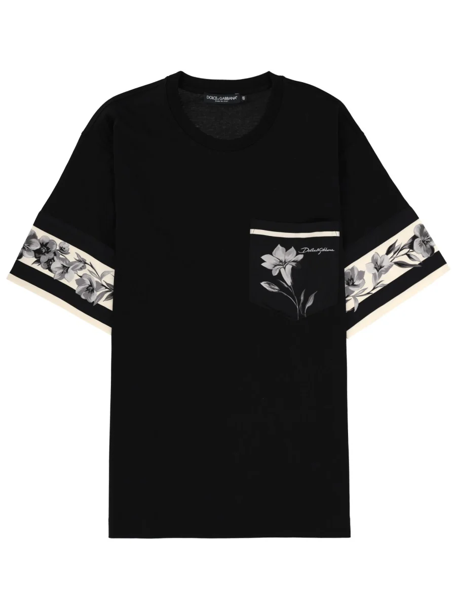 DOLCE & GABBANA Cotton and Silk T-shirt with Print