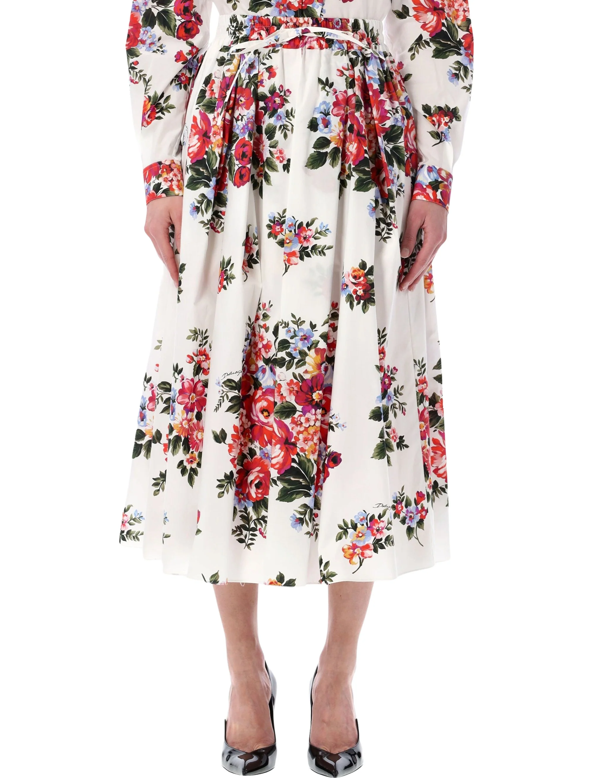 Dolce & Gabbana Elegant Midi Skirt with Vibrant Floral Print