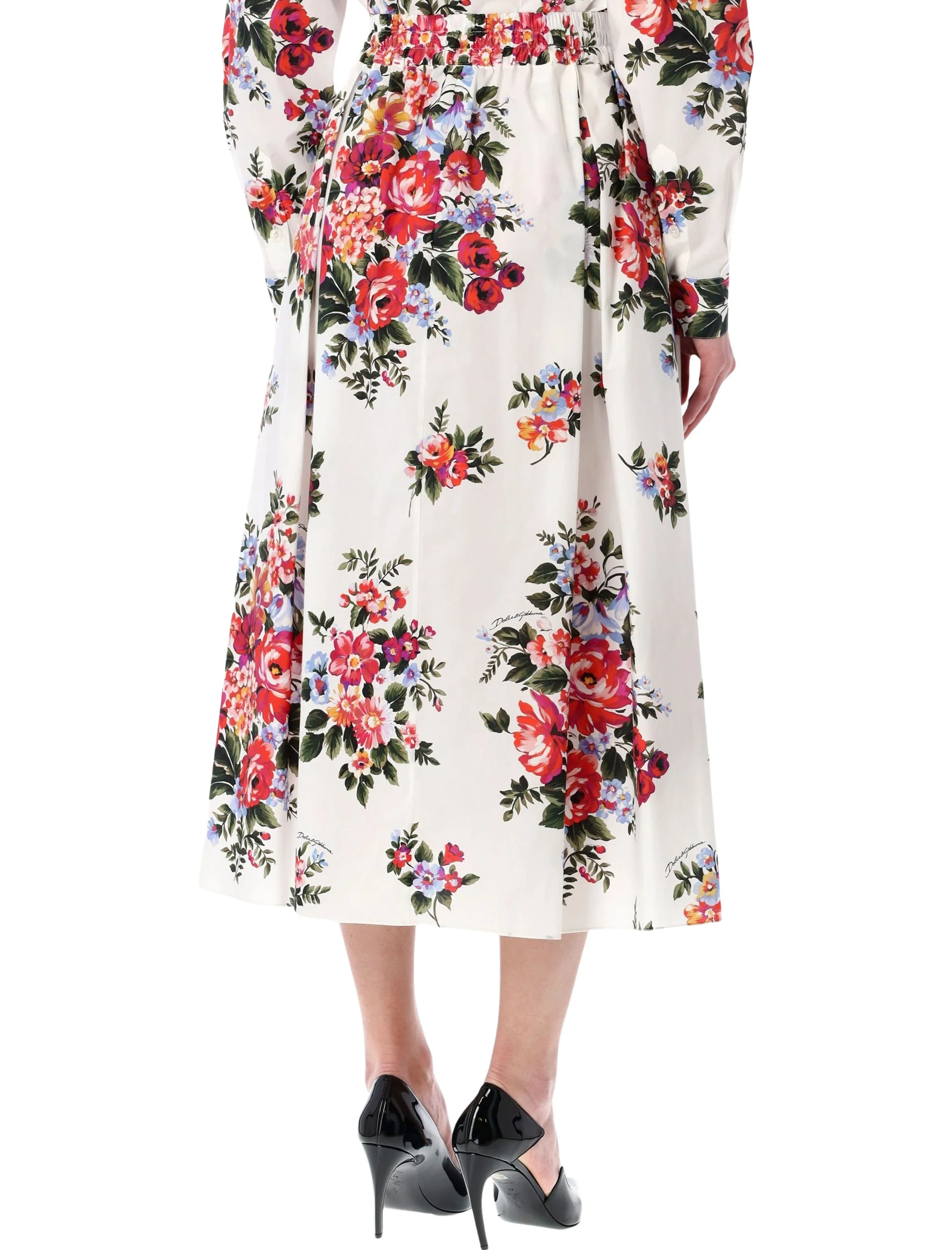 Dolce & Gabbana Elegant Midi Skirt with Vibrant Floral Print - Image 2