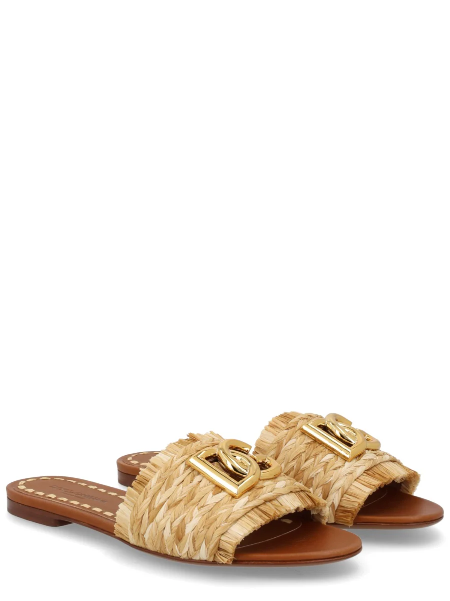 DOLCE & GABBANA Embellished Braided Raffia Sandals - Image 2