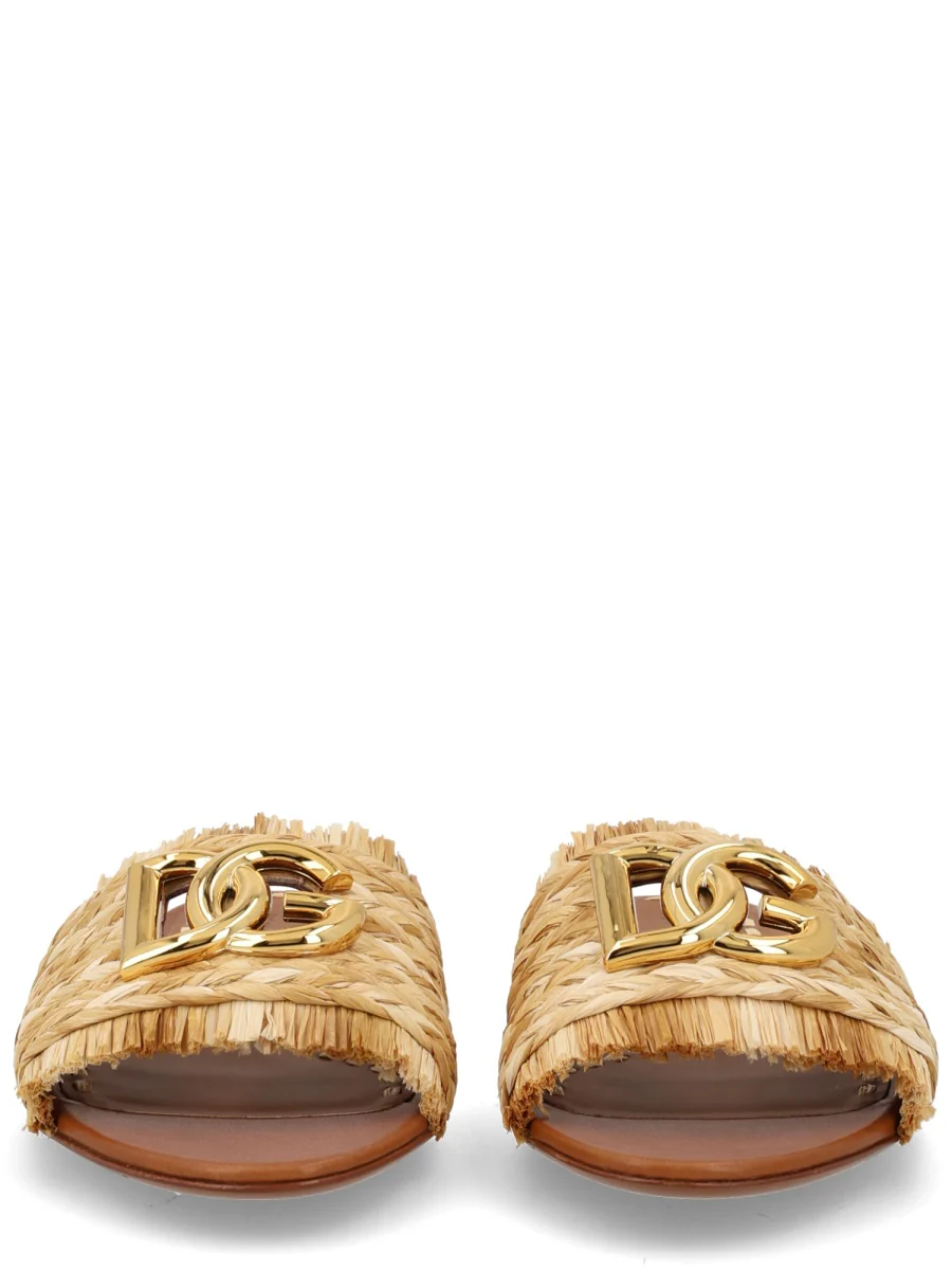 DOLCE & GABBANA Embellished Braided Raffia Sandals - Image 3