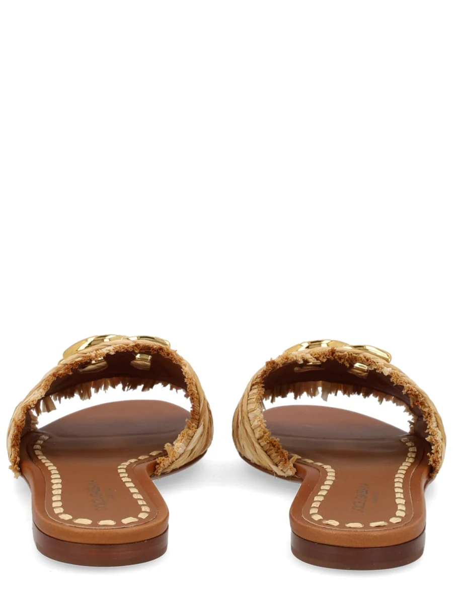 DOLCE & GABBANA Embellished Braided Raffia Sandals - Image 4