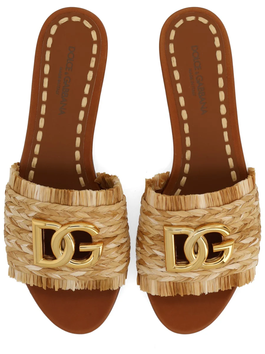 DOLCE & GABBANA Embellished Braided Raffia Sandals - Image 5