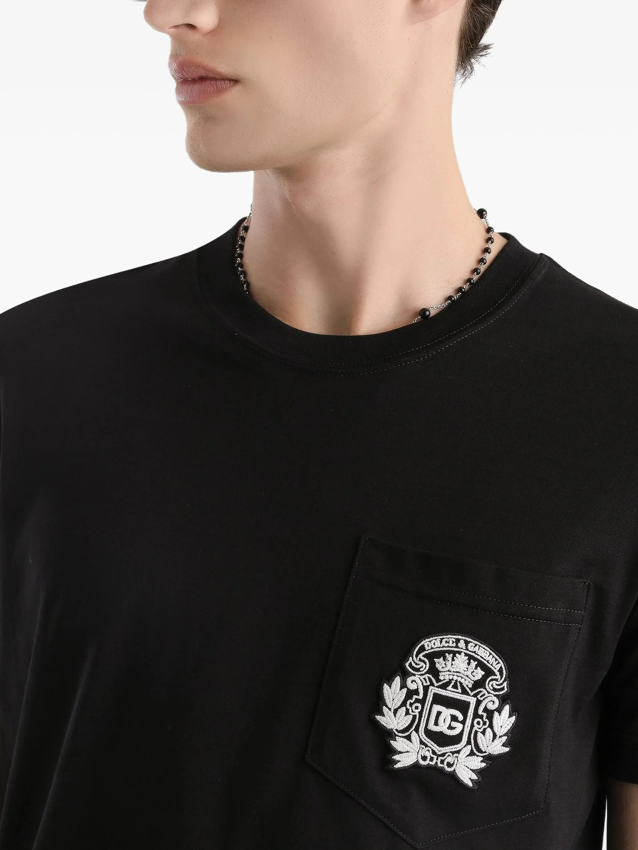 Dolce & Gabbana Embroidered Cotton T-Shirt with Pocket Size 48 - Image 4