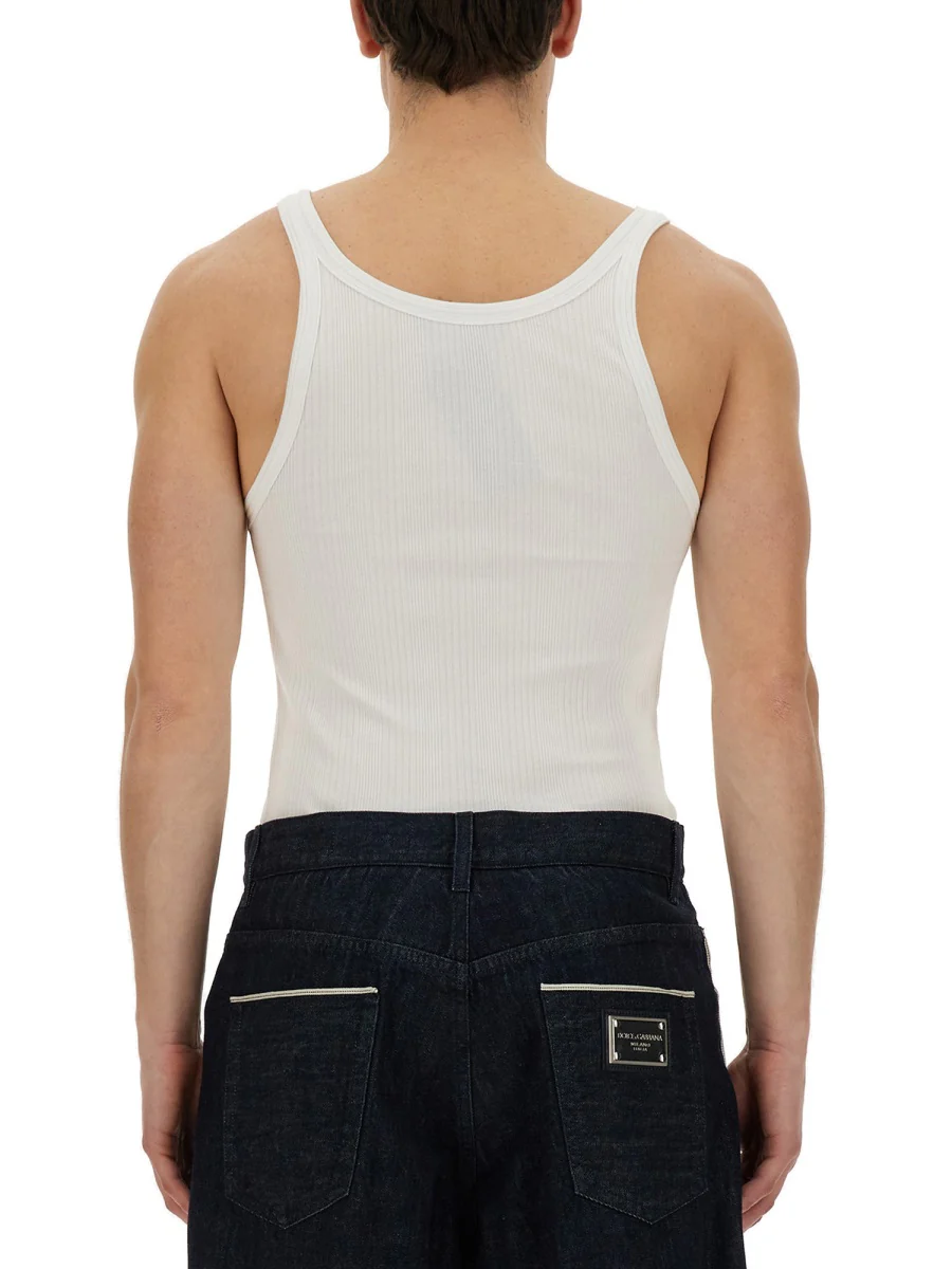 DOLCE & GABBANA Fine-rib Washed Cotton Singlet - Image 3