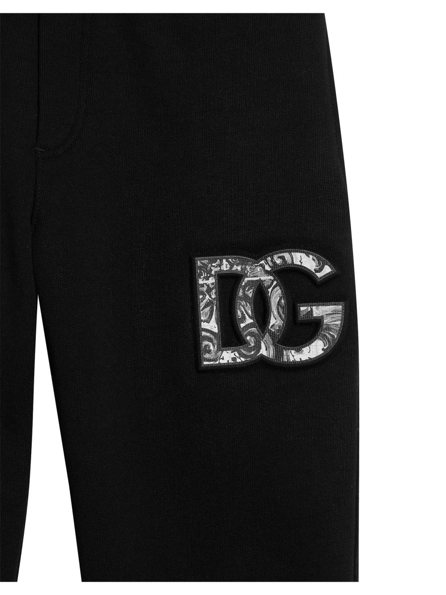 DOLCE & GABBANA Fleece Trousers with DG Majolica-print Embossed Logo - Image 3