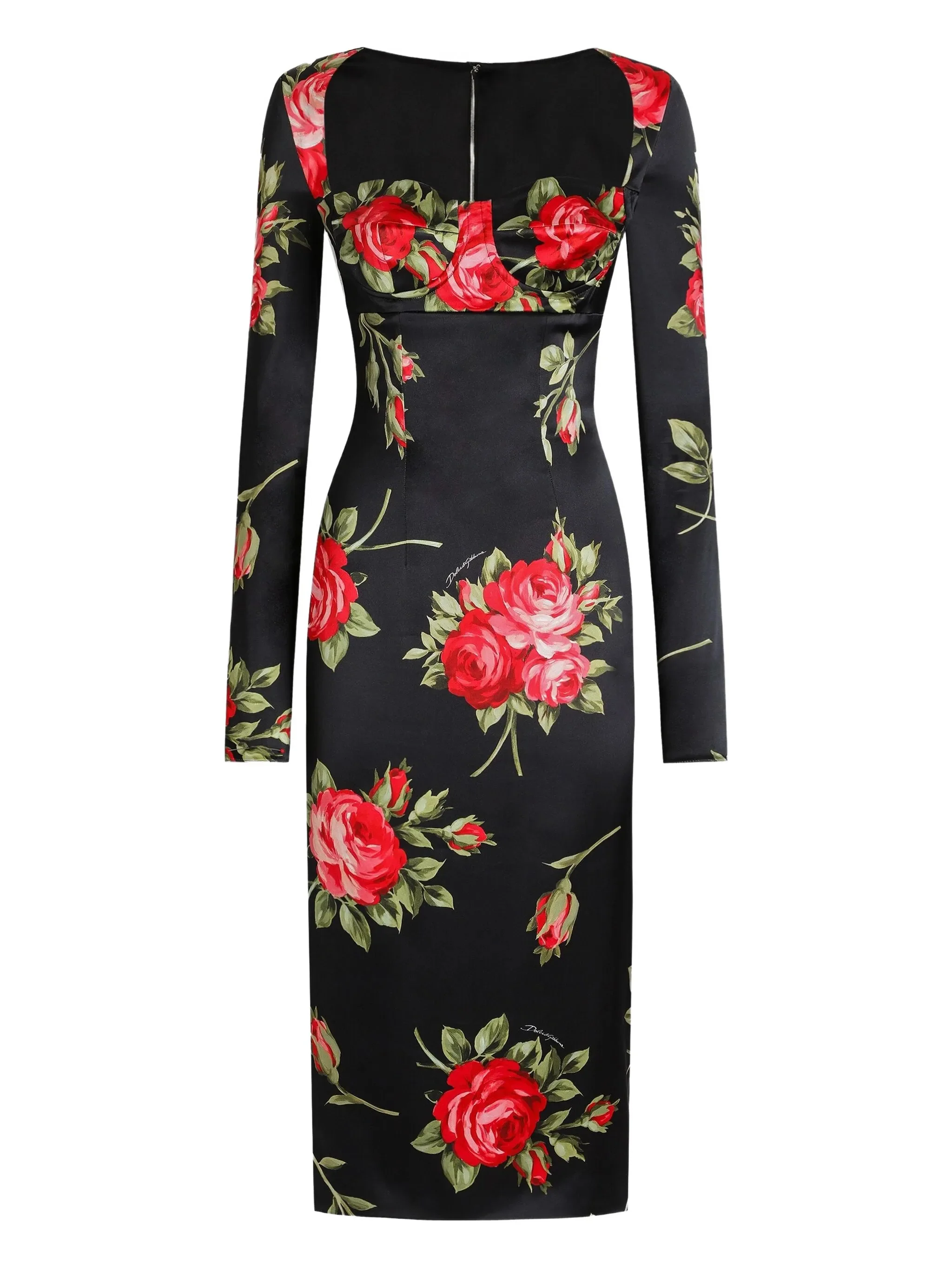 Dolce & Gabbana Floral Print Dress with Front Bra and Center Back Slit - Size 40