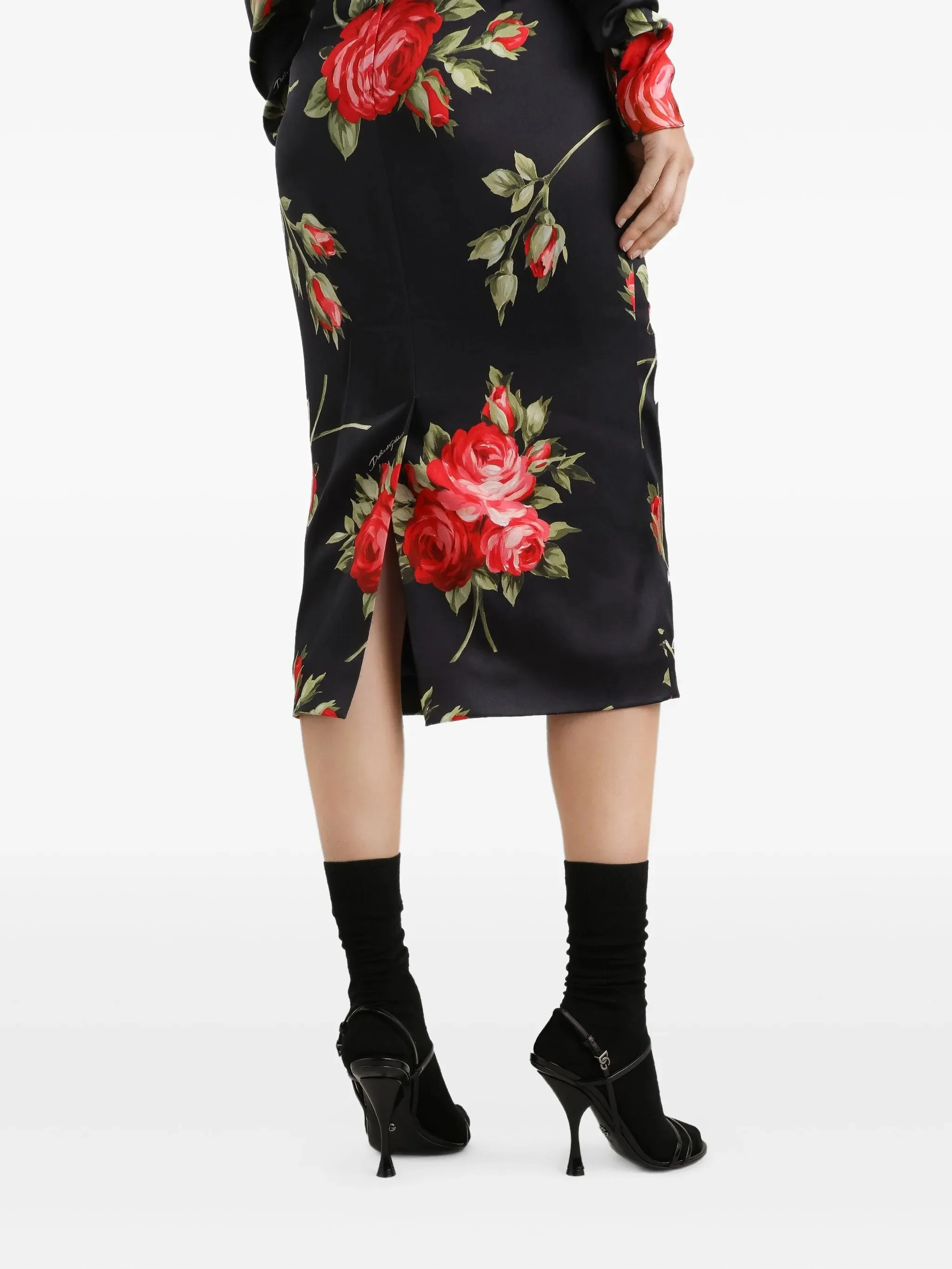 Dolce & Gabbana Floral Print Dress with Front Bra and Center Back Slit - Size 40 - Image 5