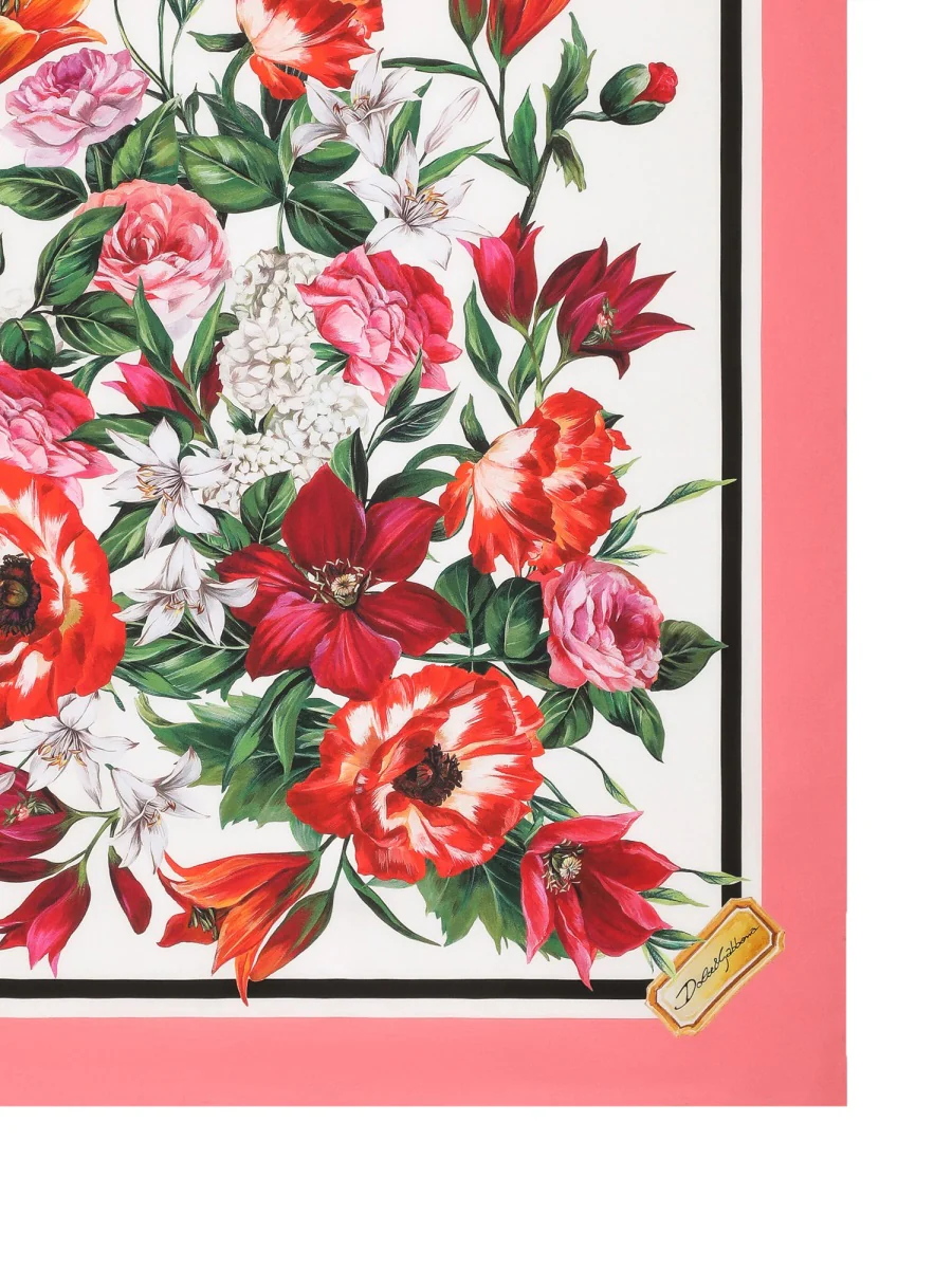 DOLCE & GABBANA Floral Print Silk Twill Scarf - Image 4