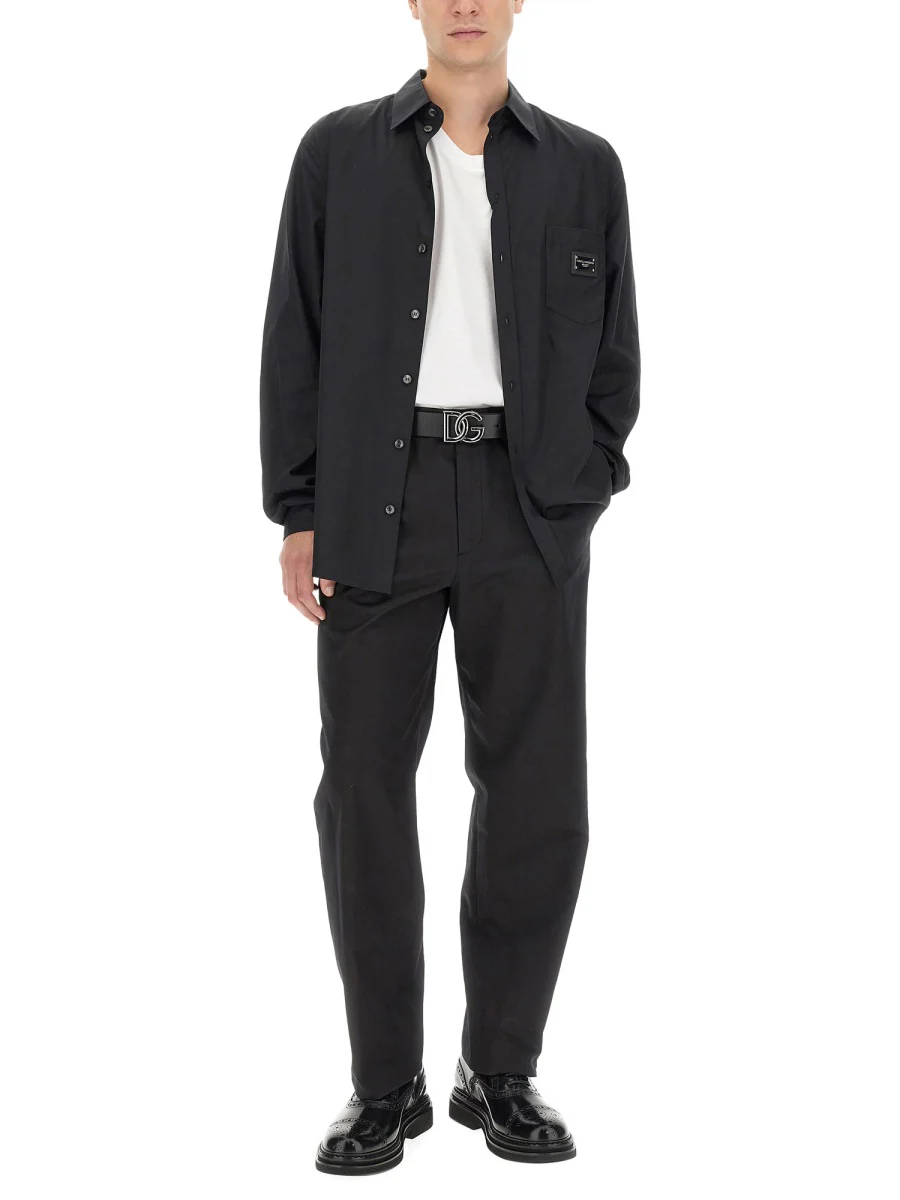 DOLCE & GABBANA Gabardine Cotton Coin Detail Trousers - Image 2
