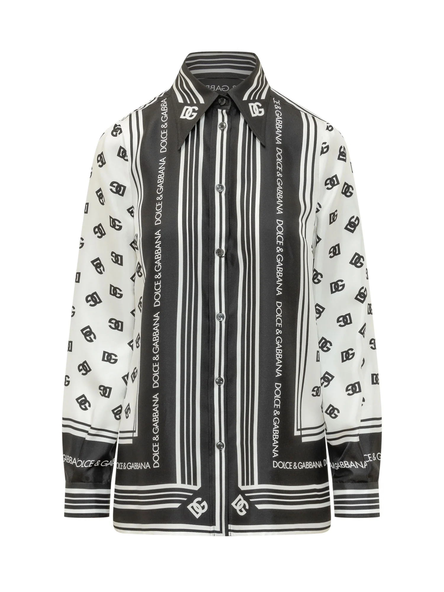 Dolce & Gabbana Graphic Striped Silk Shirt