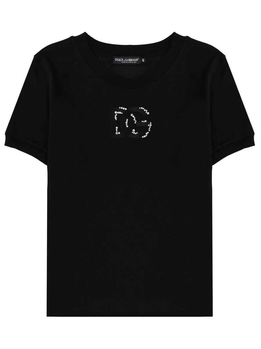 DOLCE & GABBANA Jersey T-shirt with Crystal DG Embellishment - Image 4
