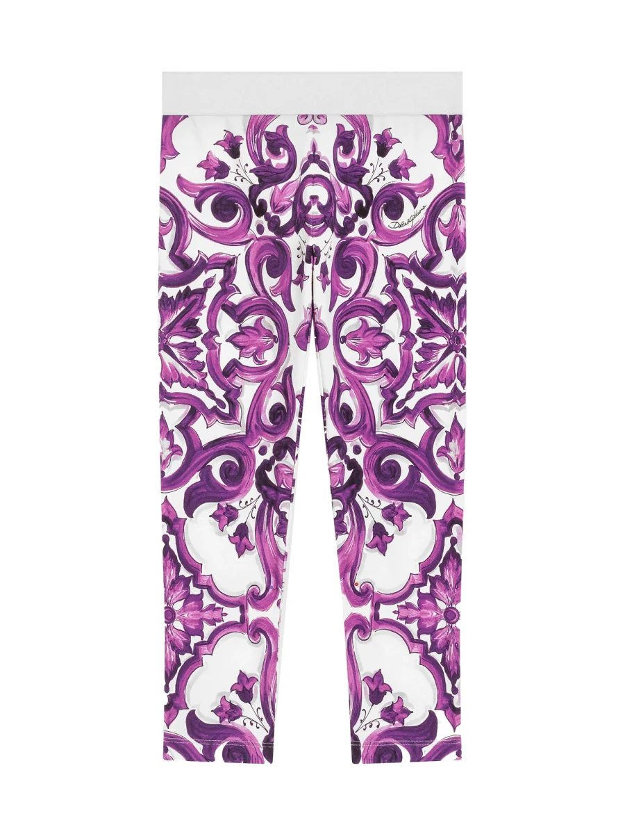 DOLCE & GABBANA Majolica-print Interlock Leggings