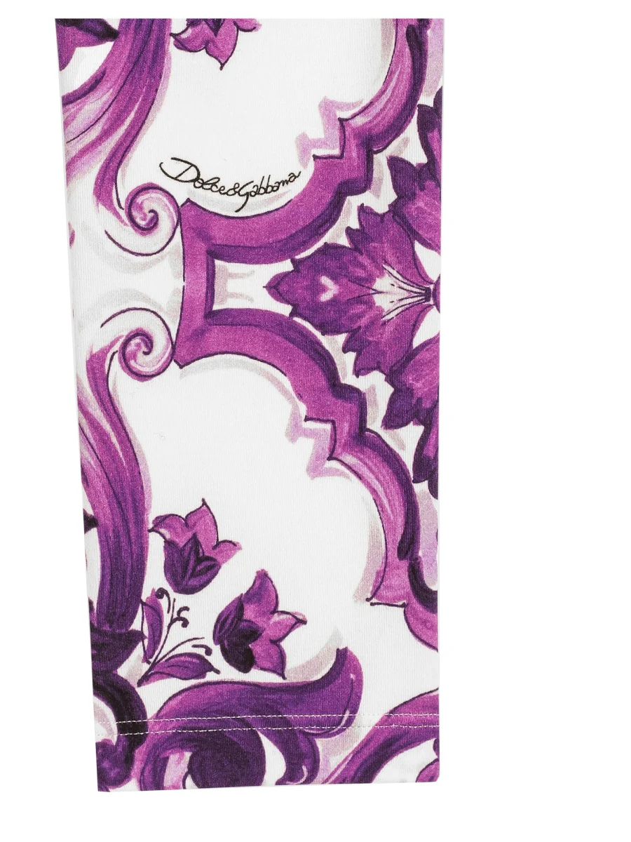 DOLCE & GABBANA Majolica-print Interlock Leggings - Image 3