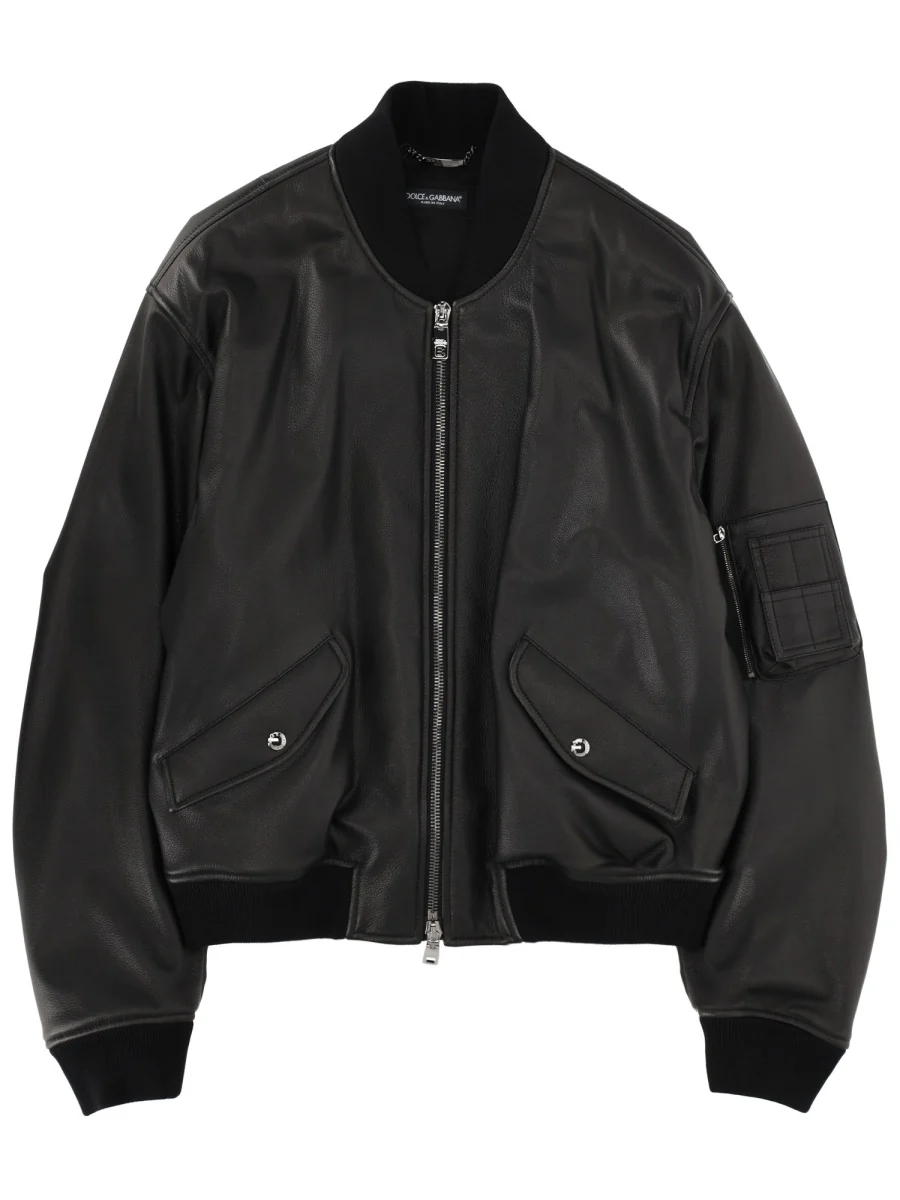 Dolce & Gabbana Men's Stylish Leather Jacket - Size 50 IT