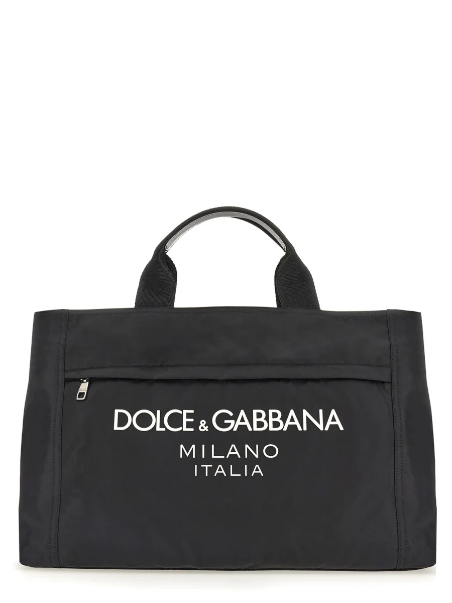 DOLCE & GABBANA Nylon Holdall with Rubberized Logo - Image 2