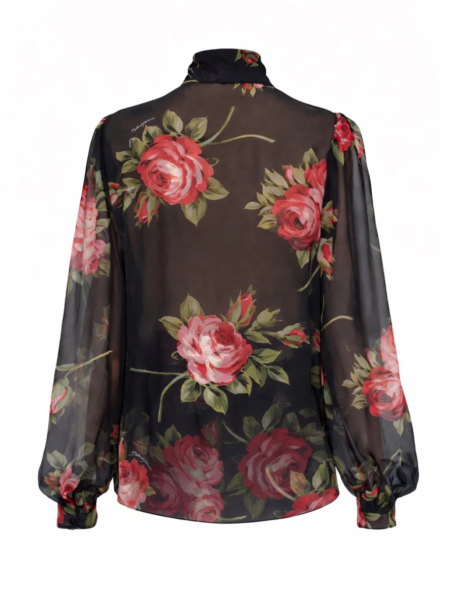 DOLCE & GABBANA Rose Bouquet-Print Chiffon Top - Image 3