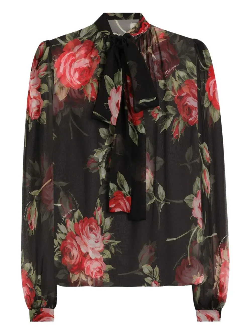 DOLCE & GABBANA Rose Bouquet-Print Chiffon Top - Image 4