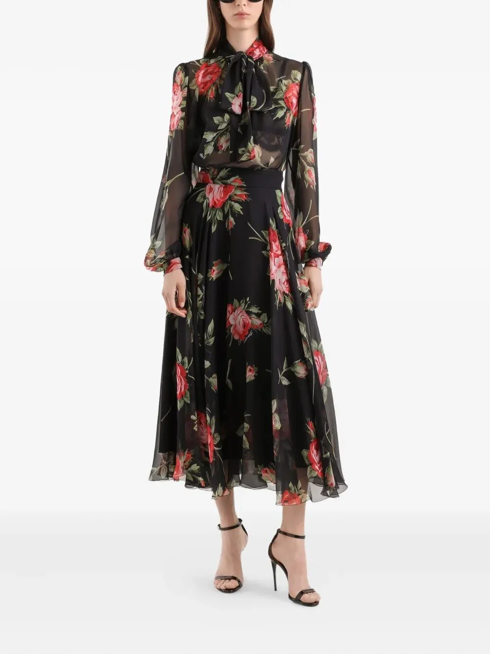 DOLCE & GABBANA Rose Bouquet-Print Chiffon Top - Image 5