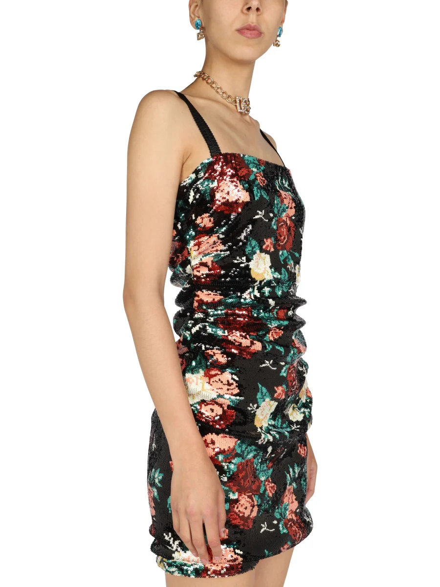 DOLCE & GABBANA Rose Embroidery Short Dress - Image 4